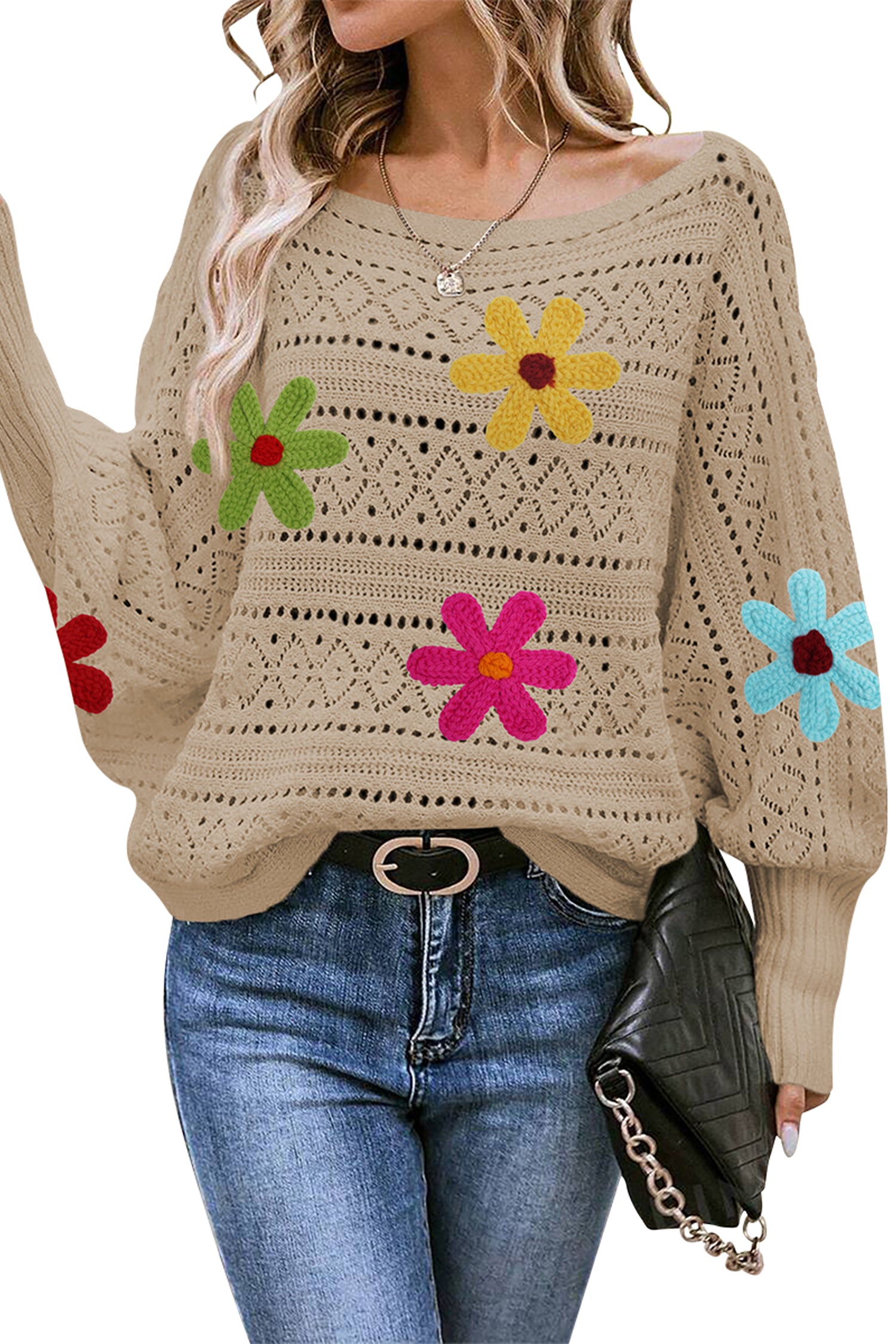 Cakulo Women's Off-Shoulder Batwing Sweater