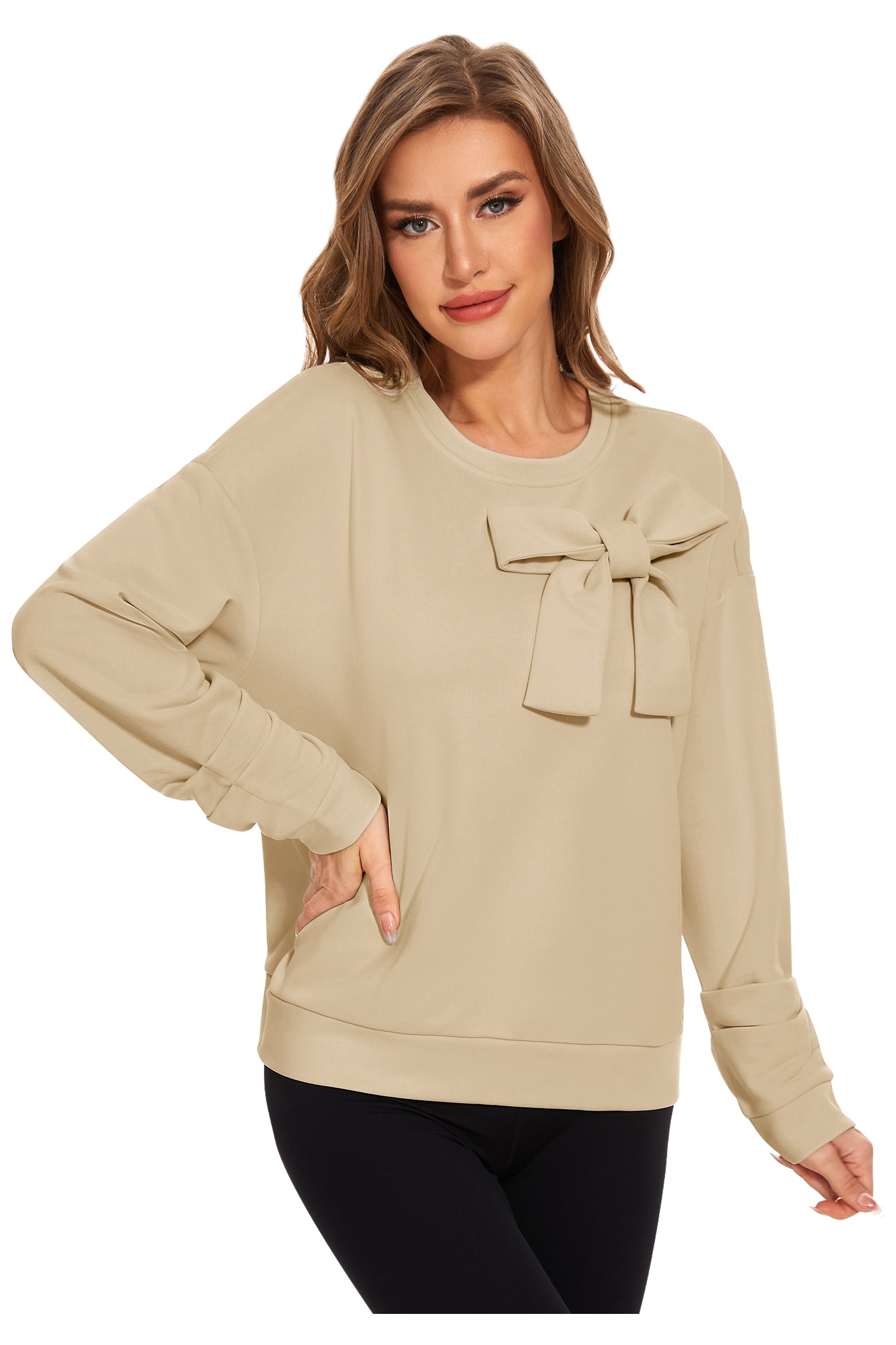 Cakulo Women's Oversized Bow Tunic Sweatshirt