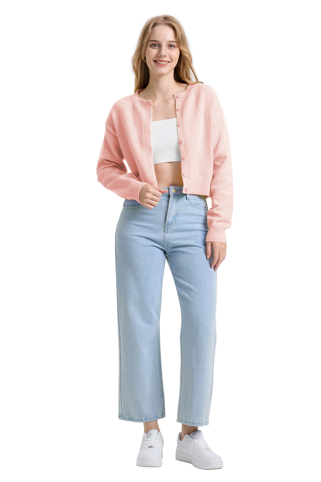 Cakulo Women's Cropped Cardigan Sweater Long Sleeve Y2K