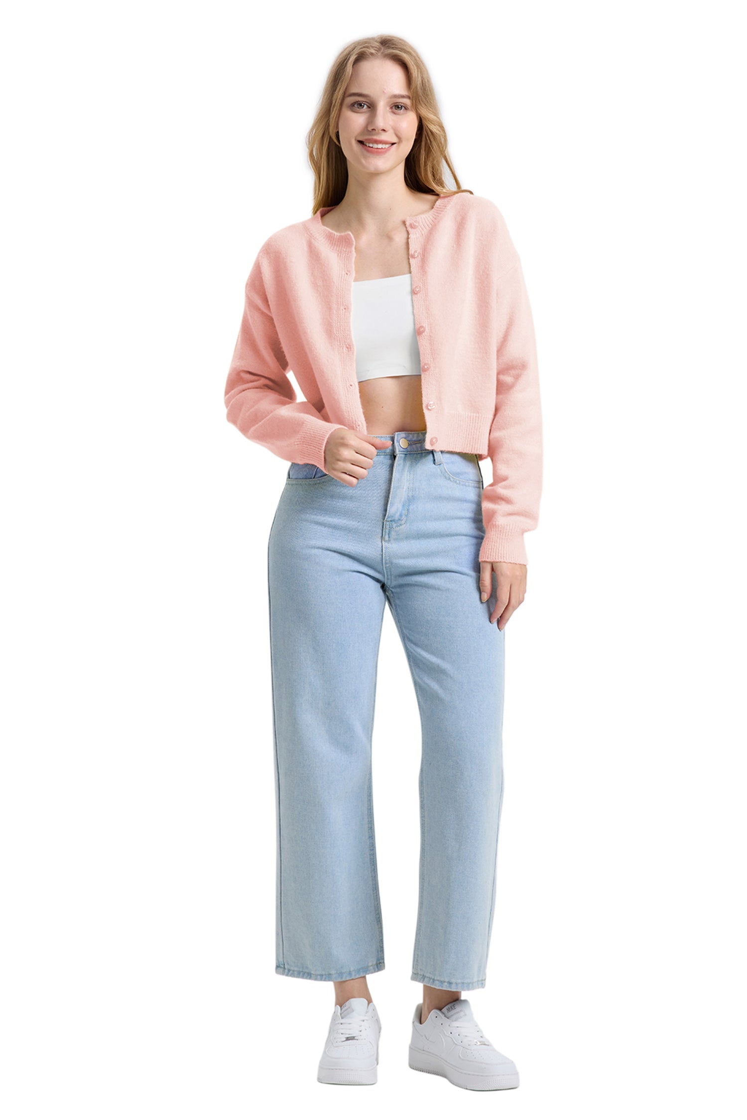 Cakulo Women's Cropped Cardigan Sweater Long Sleeve Y2K