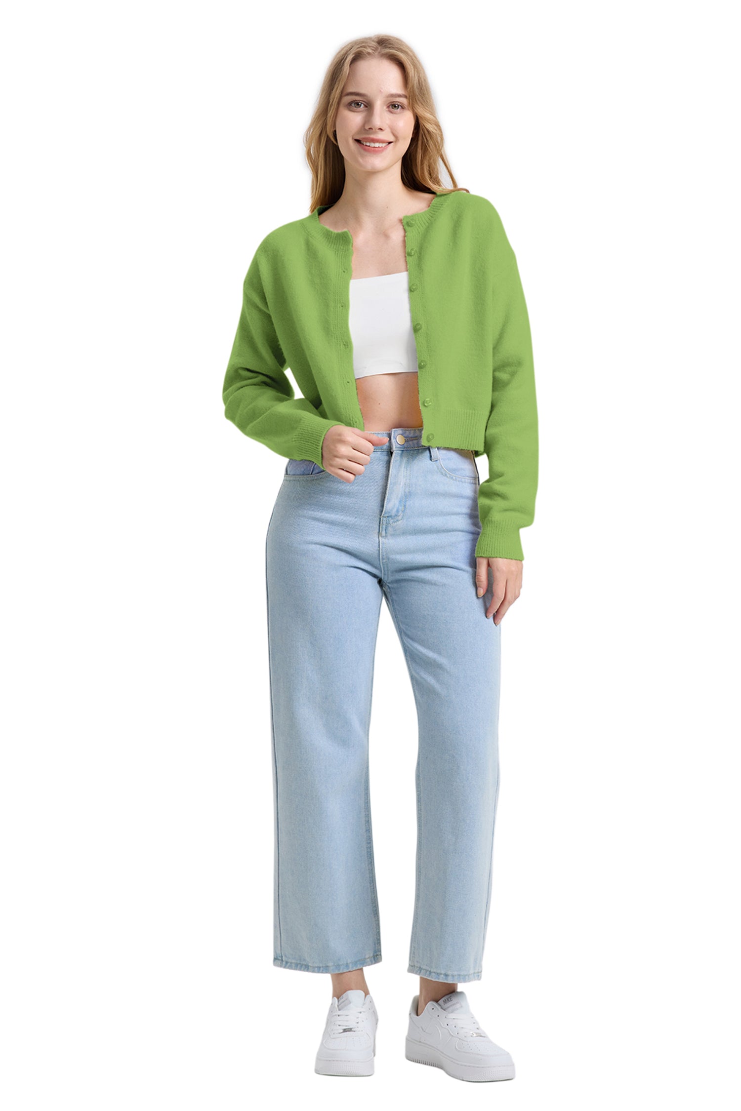 Cakulo Women's Cropped Cardigan Sweater Long Sleeve Y2K