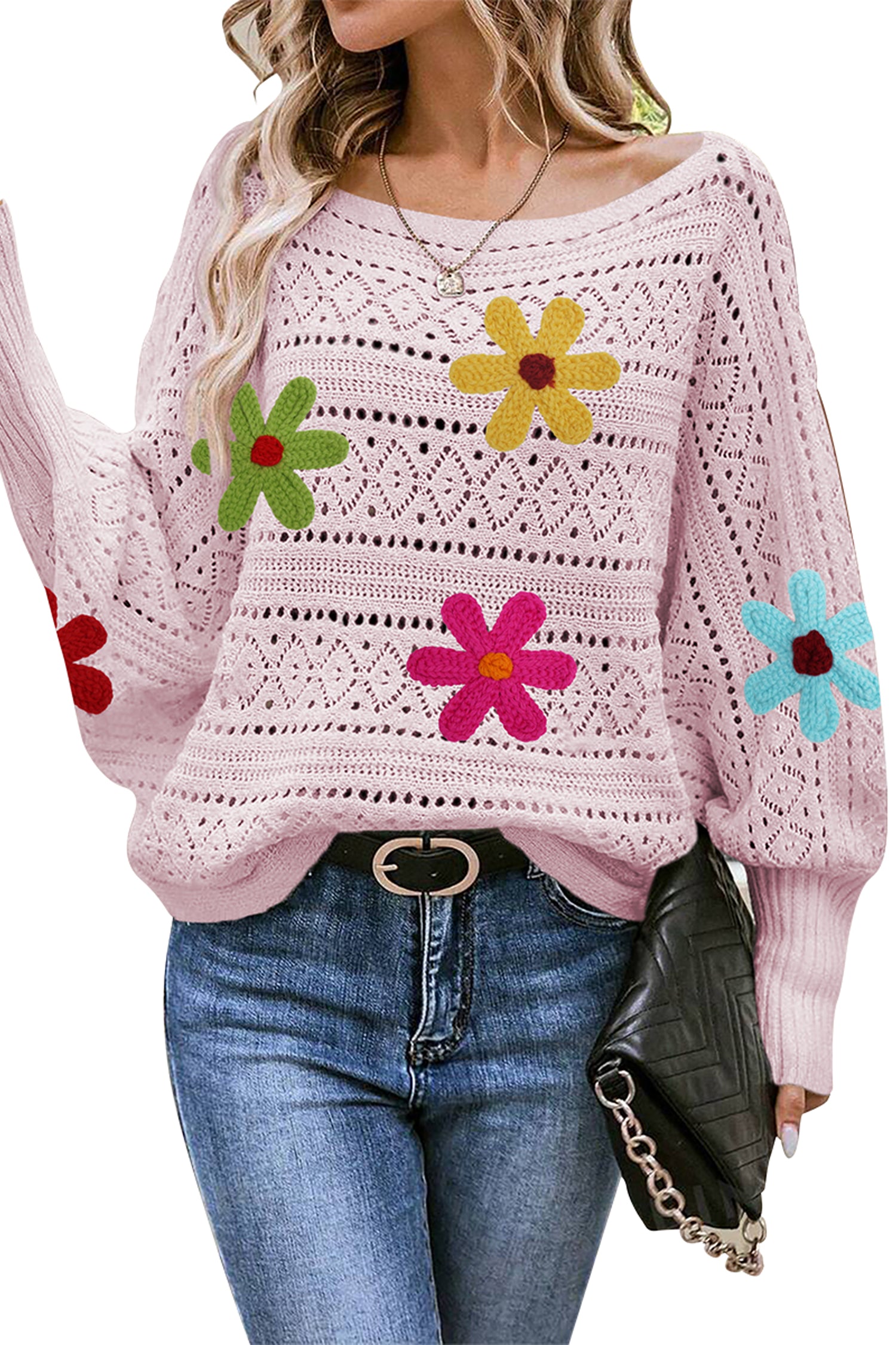 Cakulo Women's Off-Shoulder Batwing Sweater