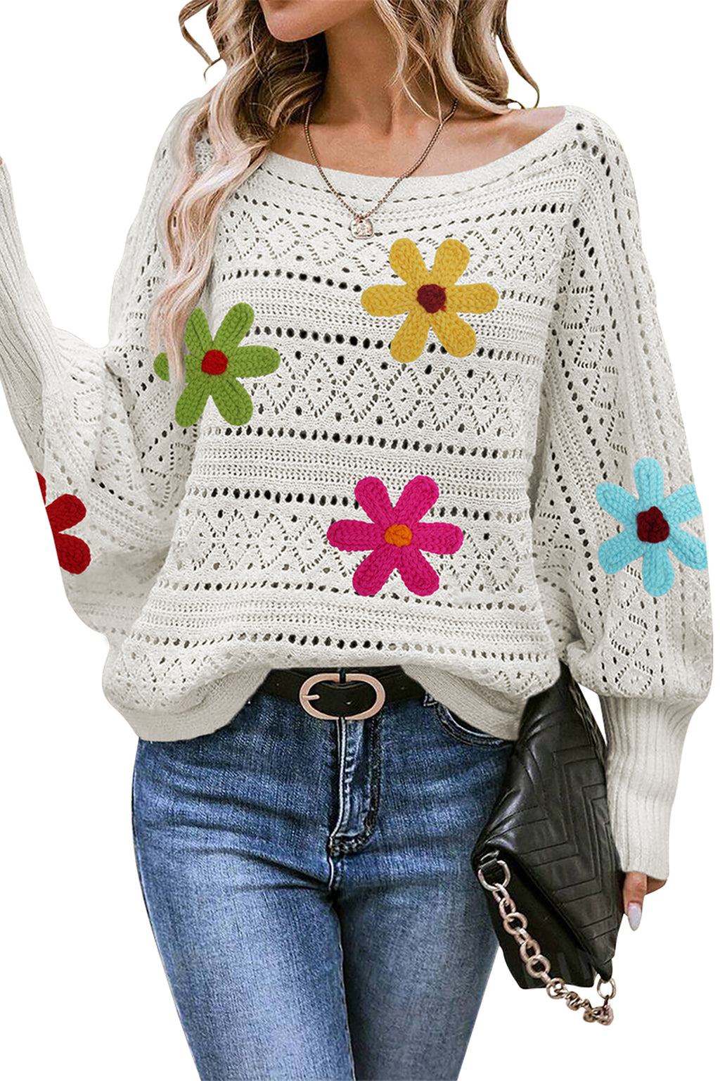 Cakulo Women's Off-Shoulder Batwing Sweater