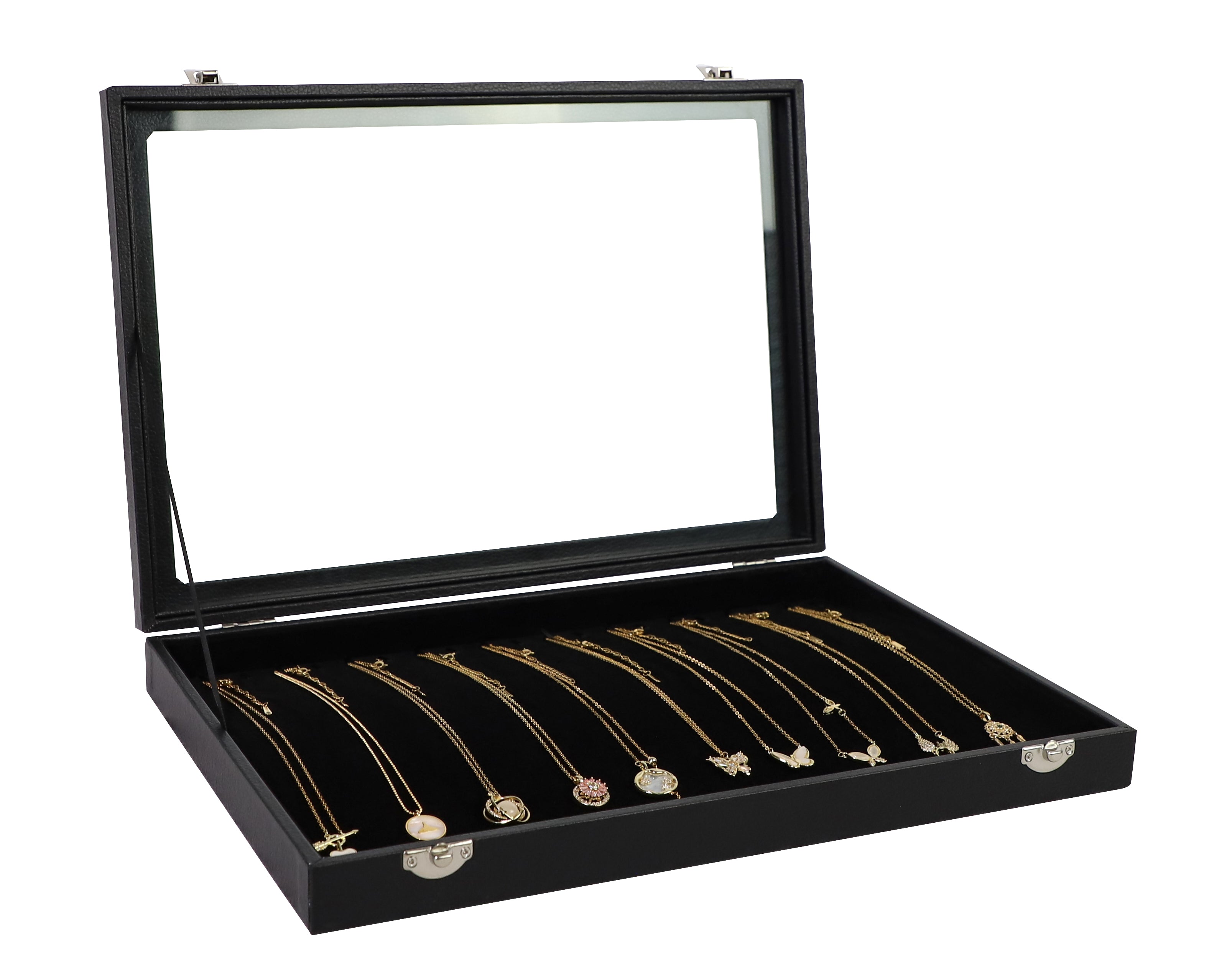 Cakulo Display Box Black Jewelry Storage Box with Clear Lid Holds Multiple