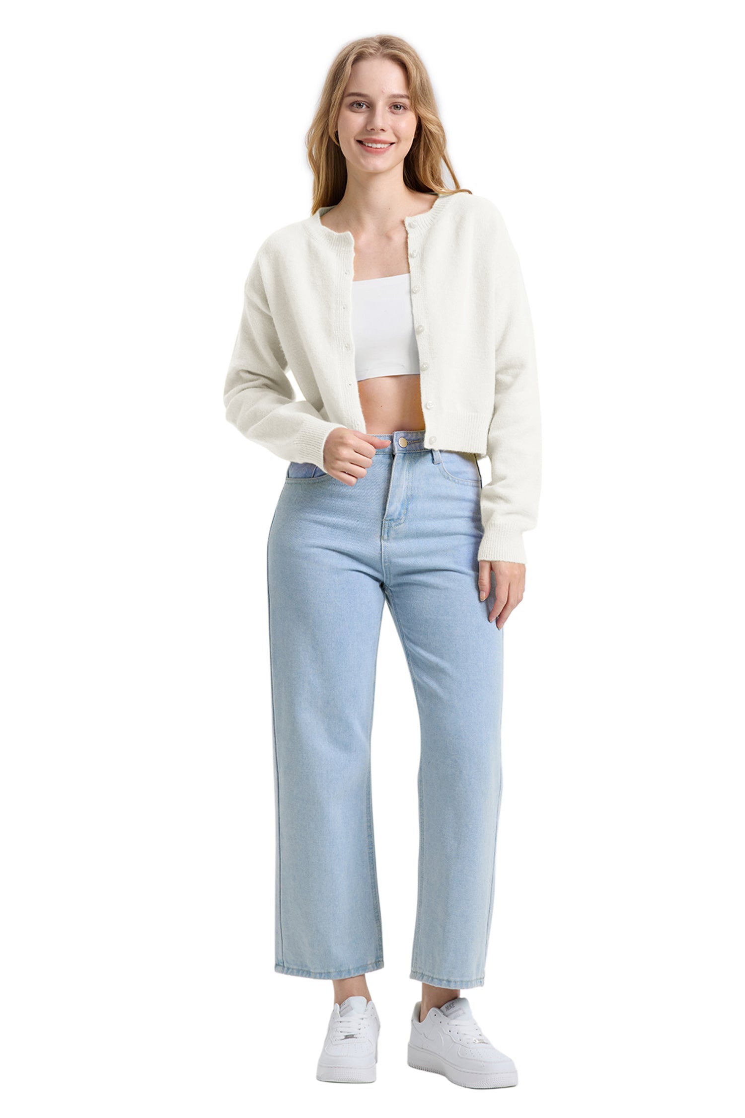 Cakulo Women's Cropped Cardigan Sweater Long Sleeve Y2K