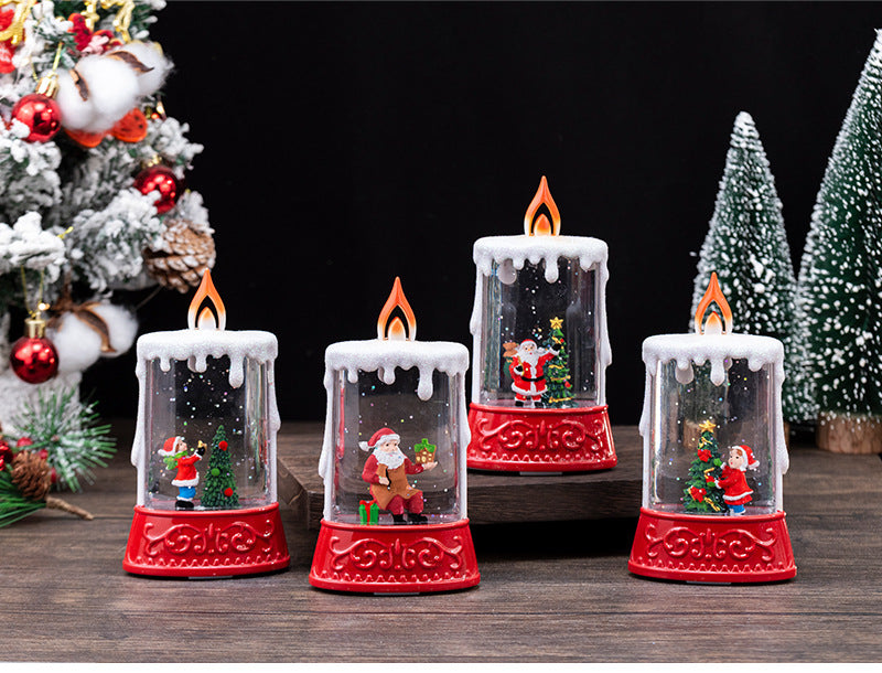 Christmas Glowing Water-Filled Candle Small Lantern Decoration Gift Elderly Water Feature Lamp Desktop Ornament Christmas Tree Arrangement