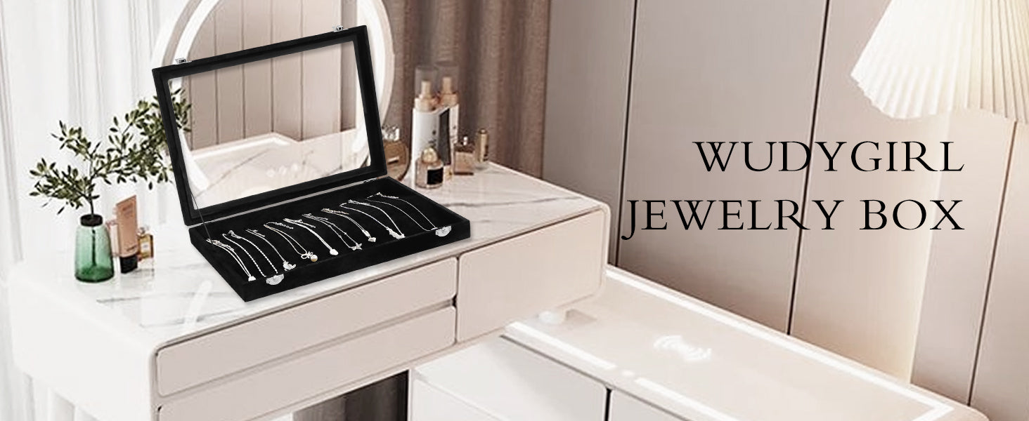 Cakulo Velvet Jewelry Organizer Tray with Lid Holds Earrings Rings Bracelets for Dresser