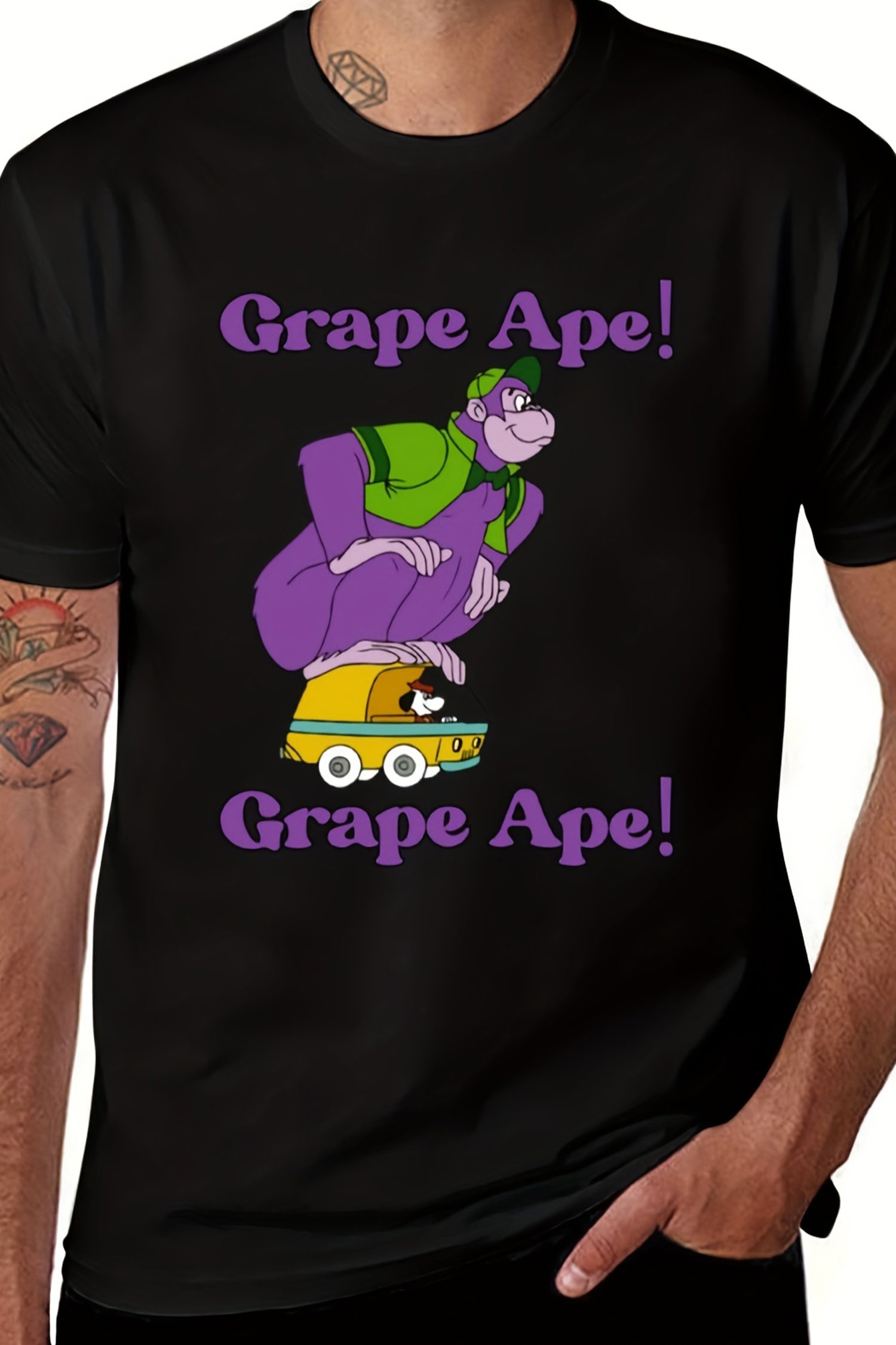 Cakulo Grape Ape Graphic Tee Men's Oversized Vintage T-Shirt