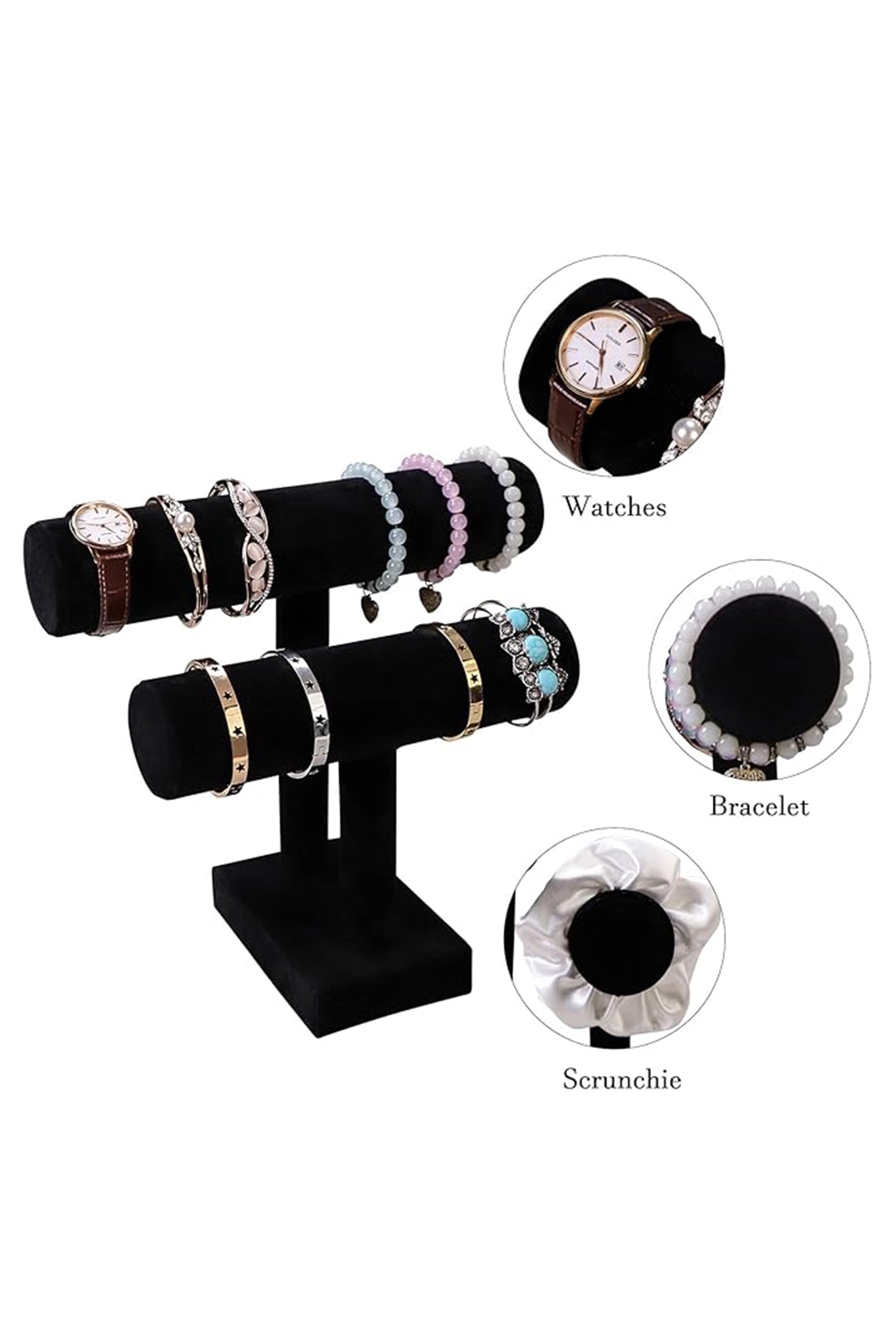 Cakulo Tier Bracelet Holder Velvet Stand for Bracelets Watches Necklaces Display Organizer