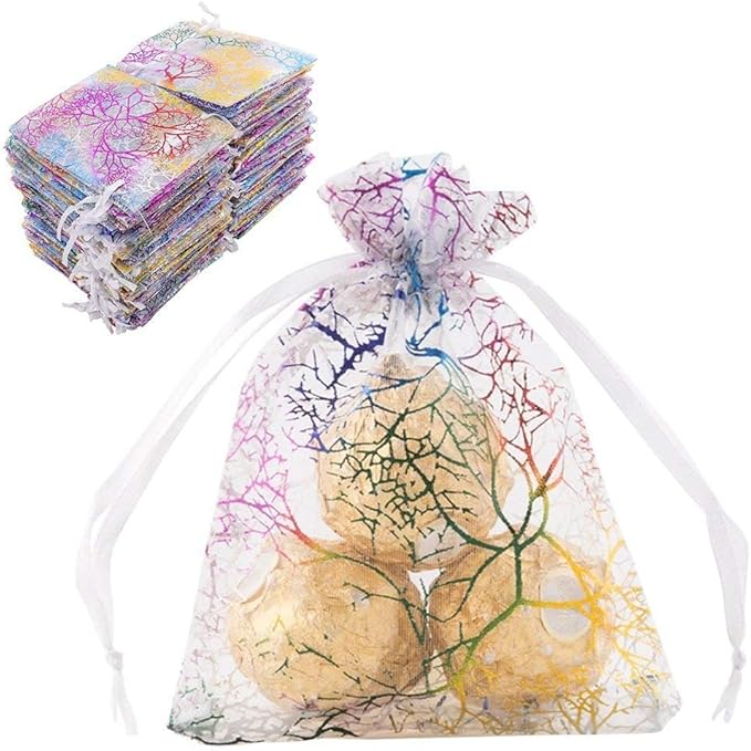 Cakulo Women's Plus Size Yoga Flare Capris Drawstring Organza Bags Store Rings Earrings Wedding Baby Shower Favors