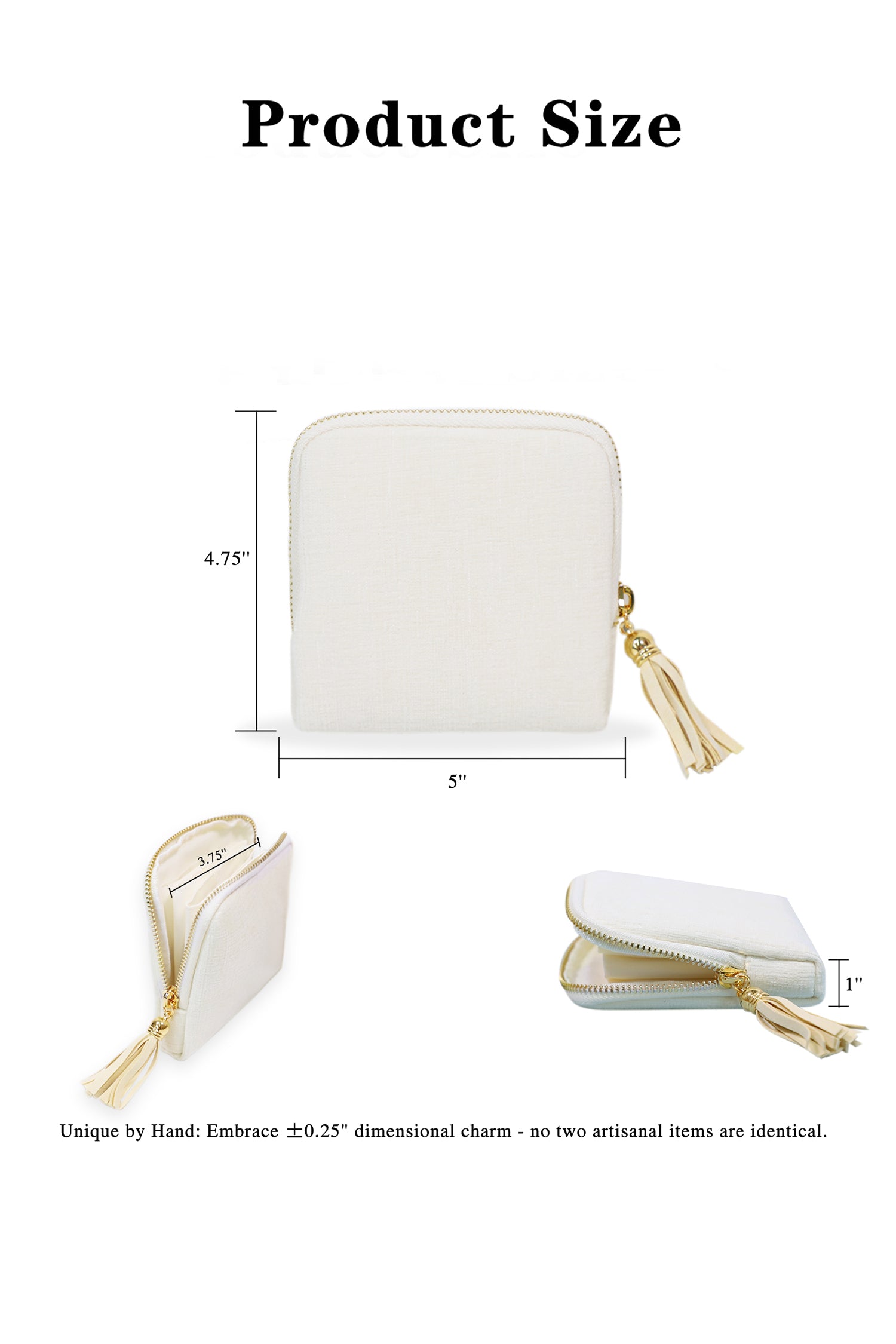 Cakulo Portable Travel Jewelry Case Pouches for Crystals Bracelets Rings—White Tassel