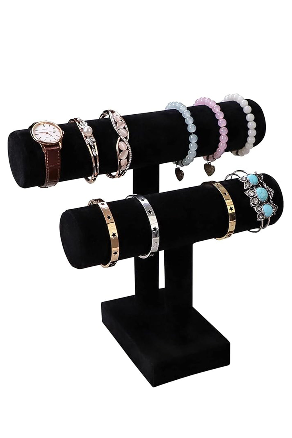 Cakulo Tier Bracelet Holder Velvet Stand for Bracelets Watches Necklaces Display Organizer