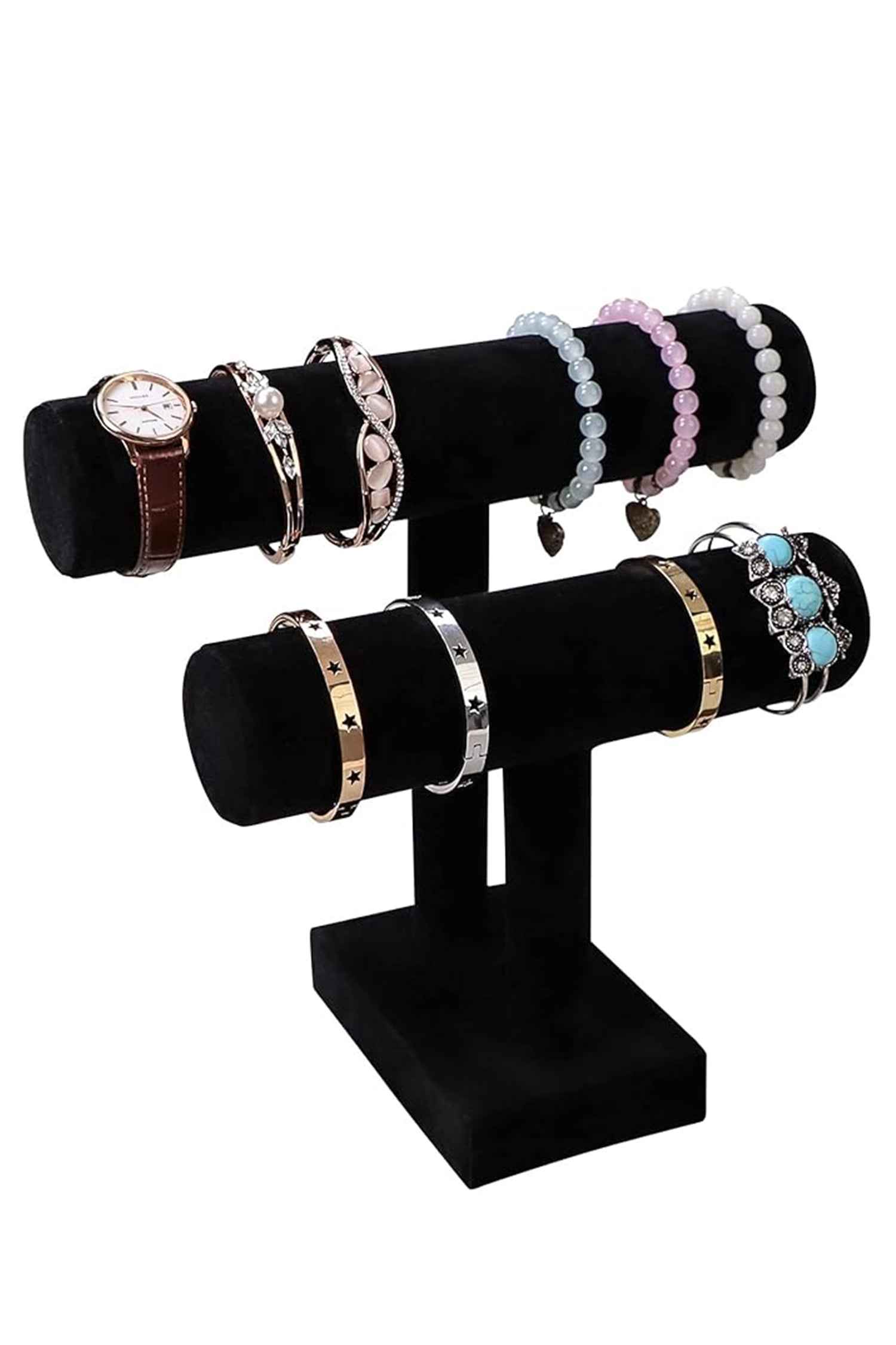 Cakulo Tier Bracelet Holder Velvet Stand for Bracelets Watches Necklaces Display Organizer