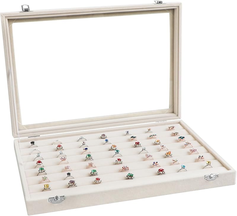 Cakulo Velvet Jewelry Organizer Tray with Lid Holds Earrings Rings Bracelets for Dresser