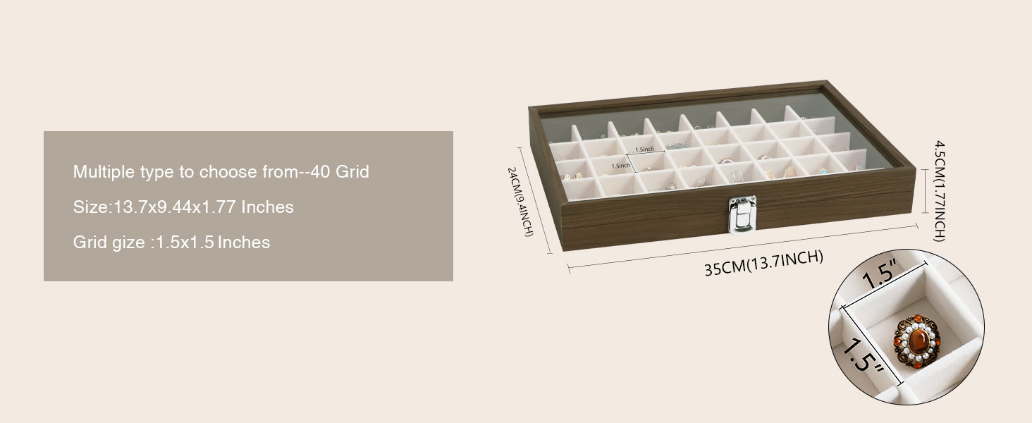 Cakulo Wooden Jewelry Sunglasses Organizer Vintage Tray with Lid for Watches