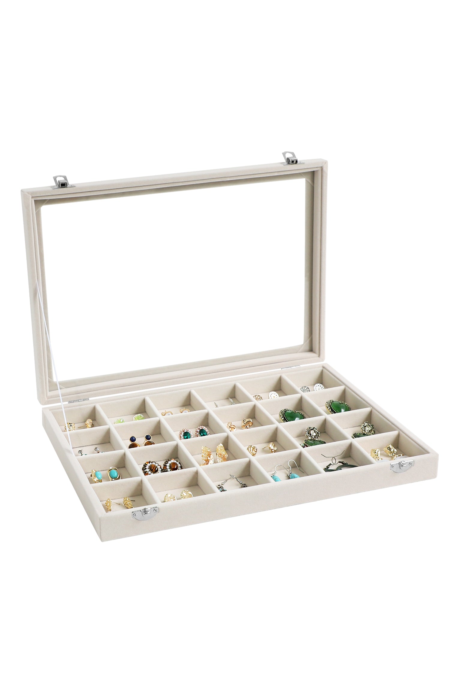 Cakulo Velvet Jewelry Organizer Tray with Lid Holds Earrings Rings Bracelets for Dresser