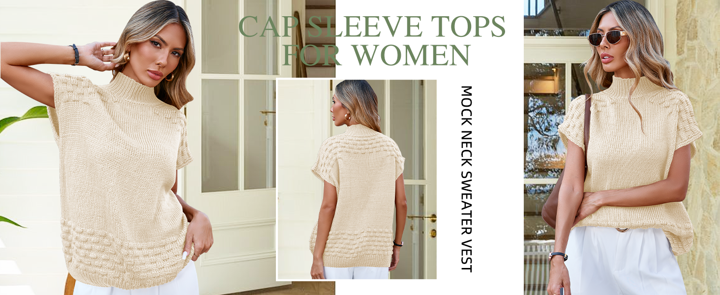 Cakulo Women's Fall Oversized Mock Neck Sleeveless Sweater Vest