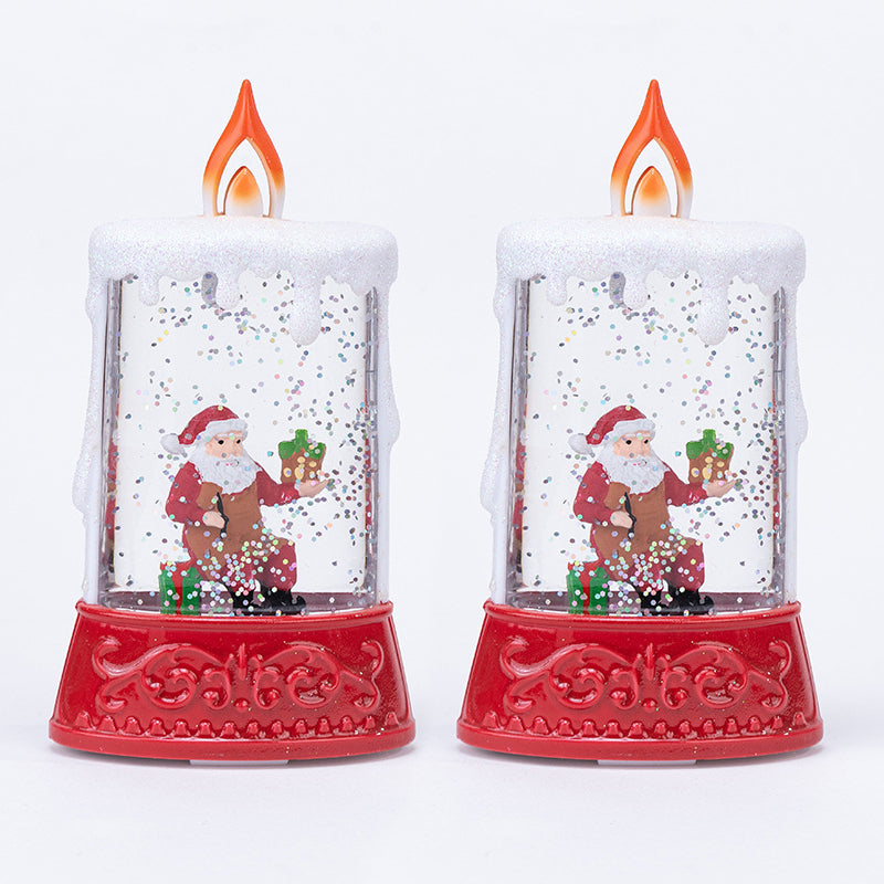 Christmas Glowing Water-Filled Candle Small Lantern Decoration Gift Elderly Water Feature Lamp Desktop Ornament Christmas Tree Arrangement