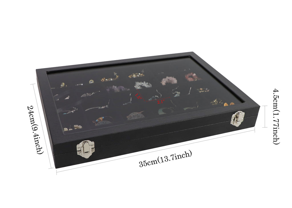 Cakulo Display Box Black Jewelry Storage Box with Clear Lid Holds Multiple