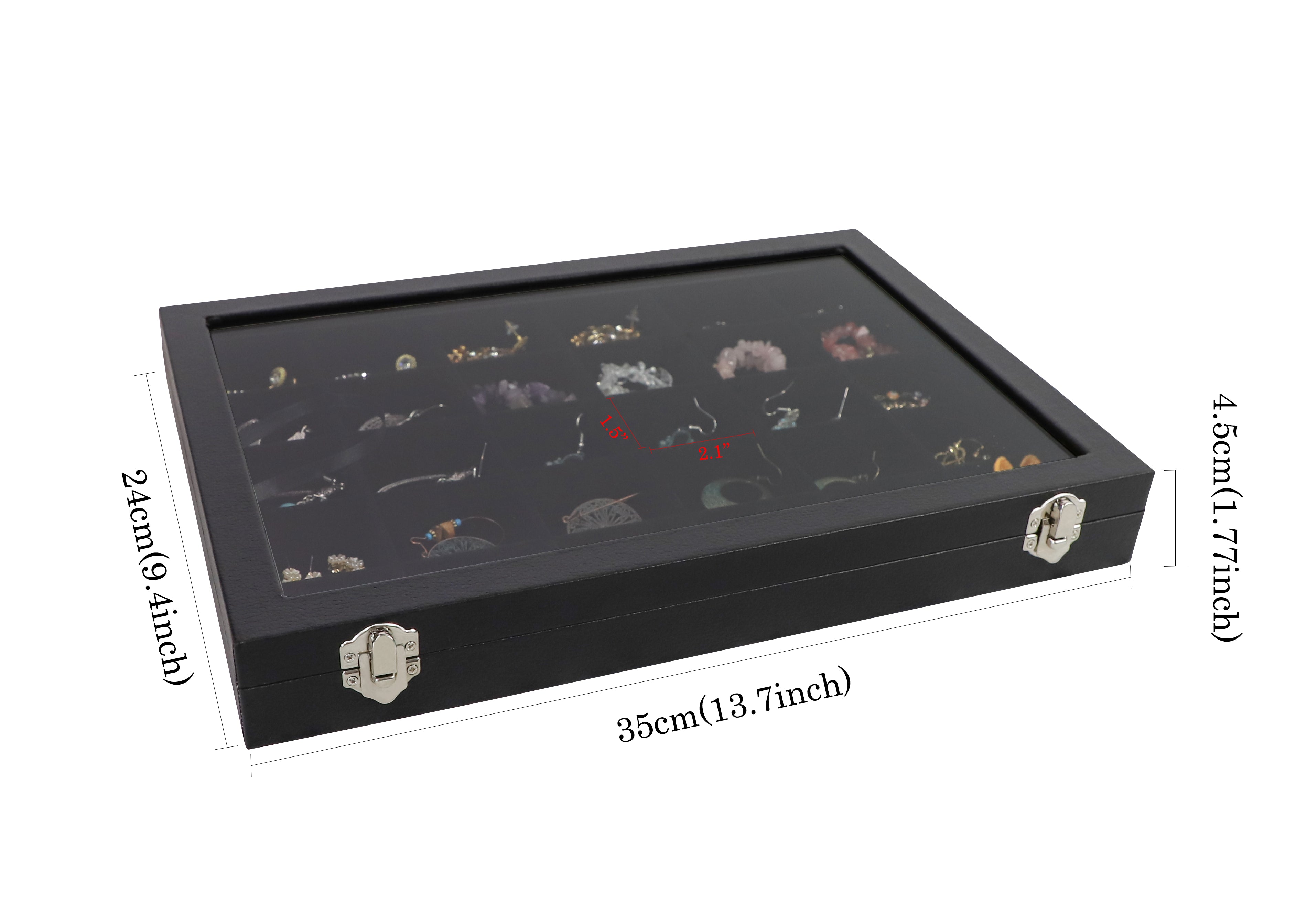 Cakulo Display Box Black Jewelry Storage Box with Clear Lid Holds Multiple