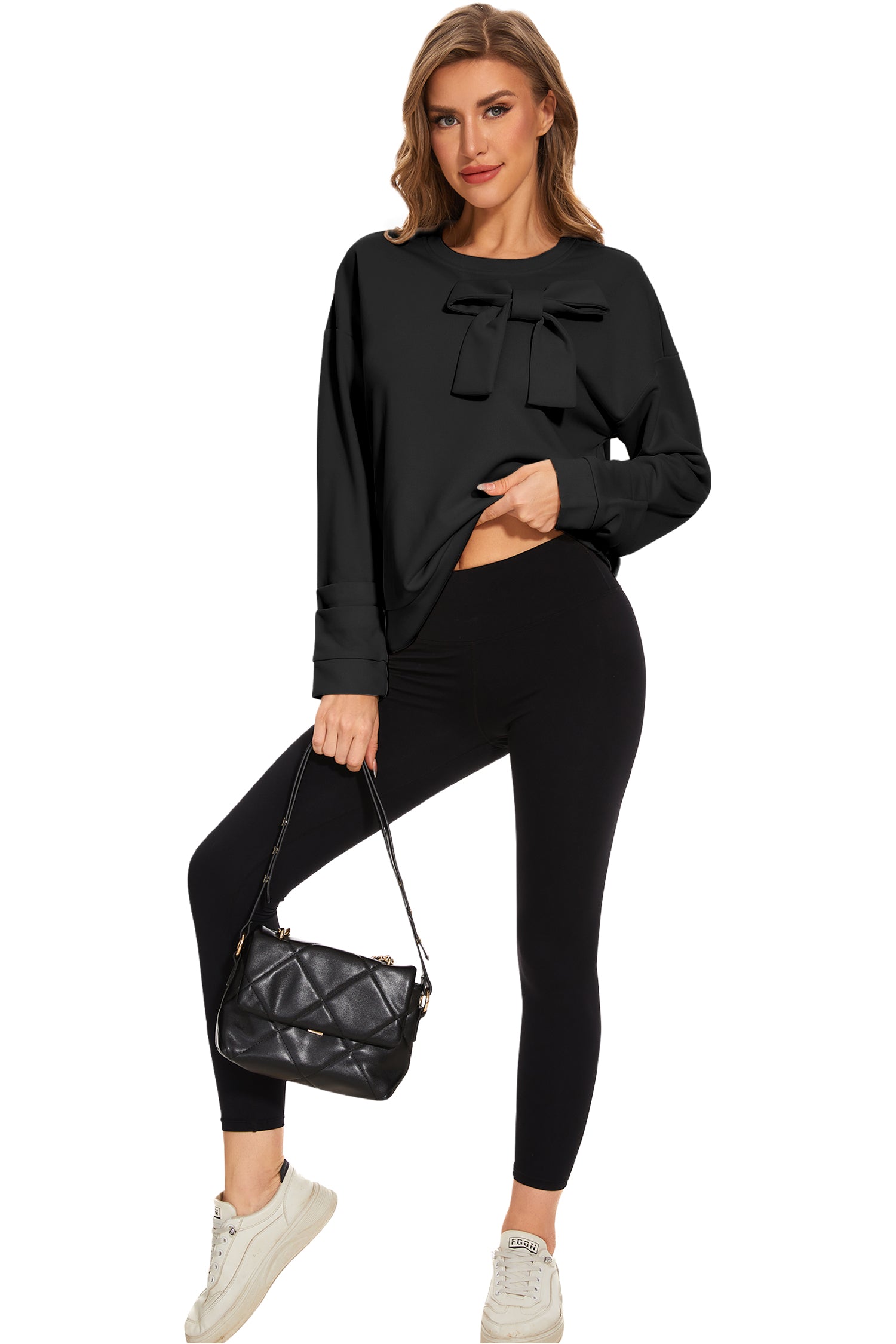 Cakulo Women's Oversized Bow Tunic Sweatshirt