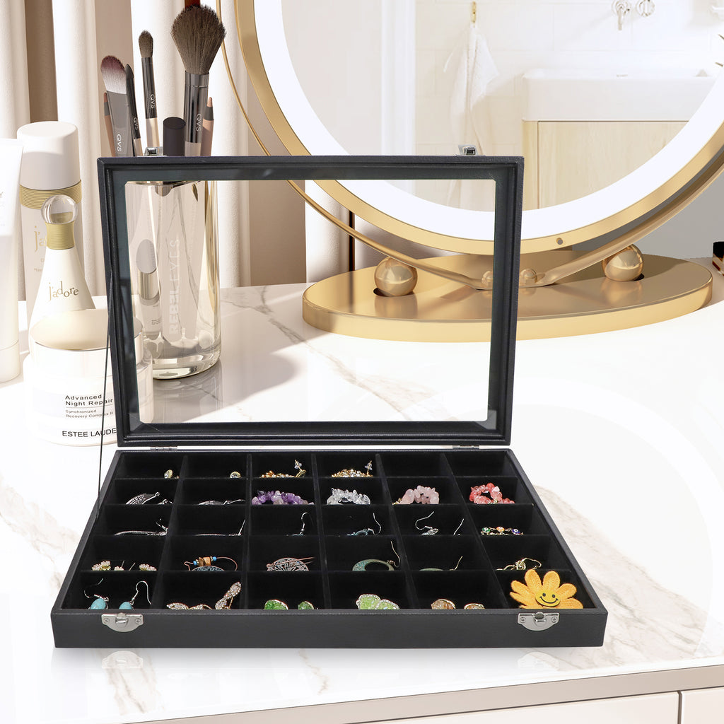 Cakulo Display Box Black Jewelry Storage Box with Clear Lid Holds Multiple