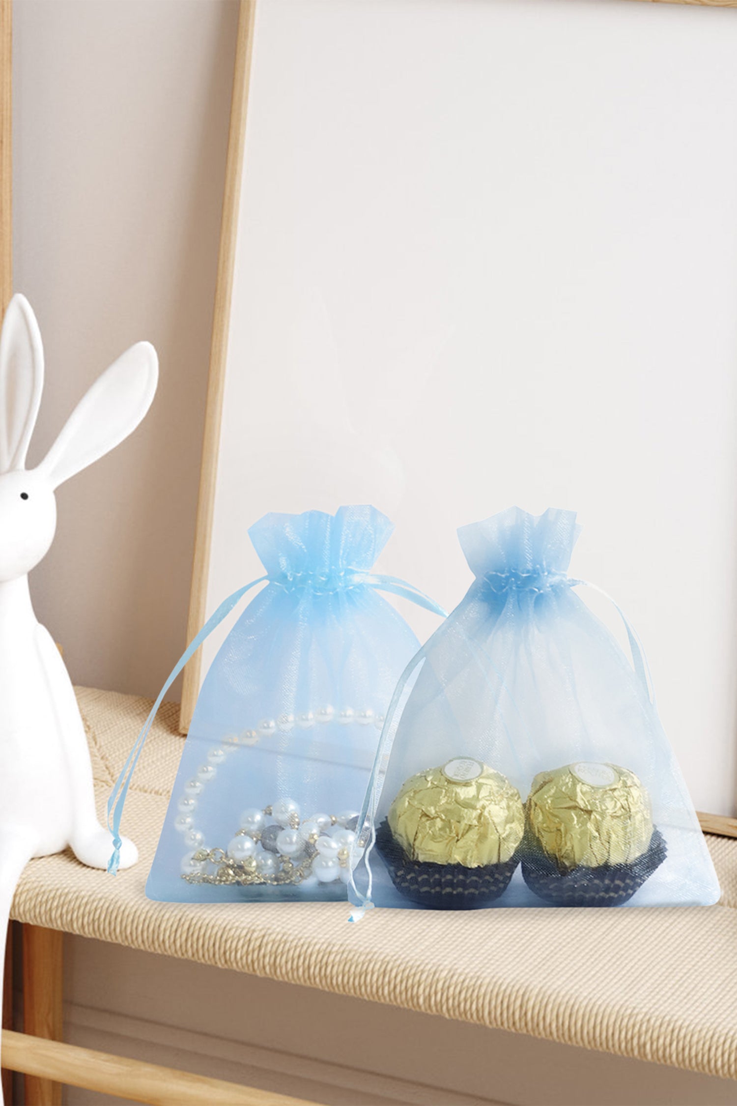Cakulo 100pcs 3.9x4.7 Organza Gift Bags Drawstring for Wedding Candy Jewelry