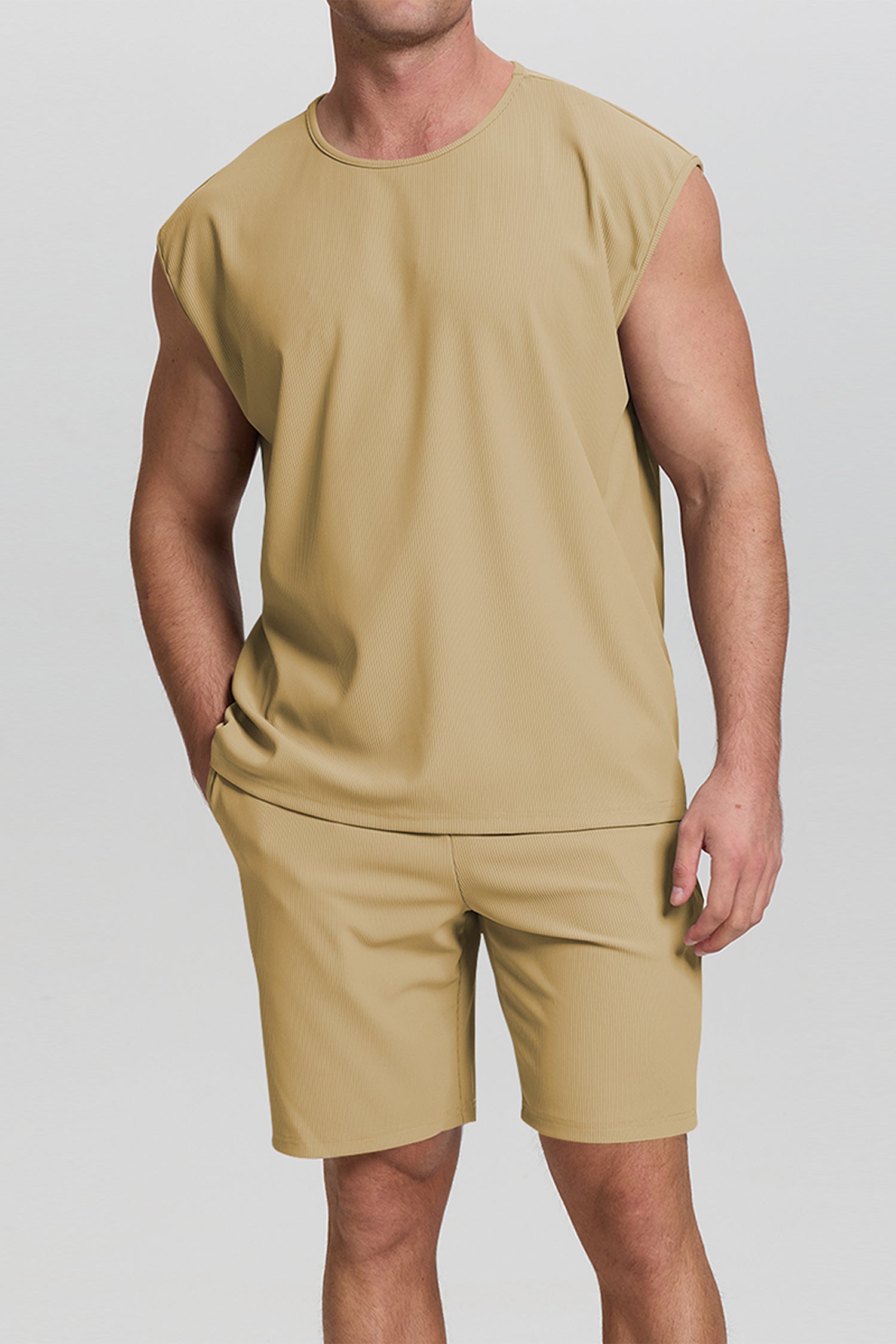 Cakulo Men's Summer Beach 2-Piece Set Shorts & Sleeveless Tank Top