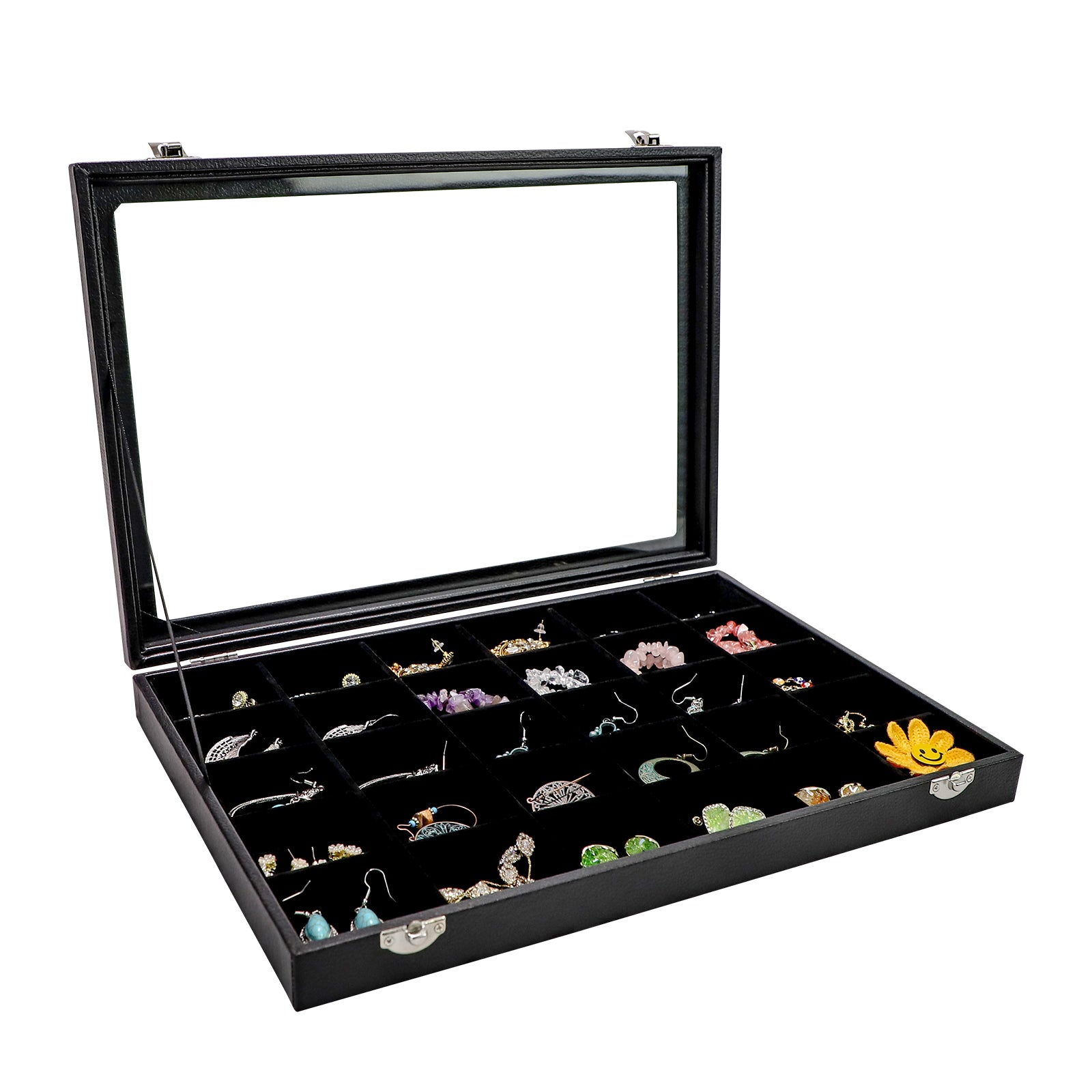 Cakulo Display Box Black Jewelry Storage Box with Clear Lid Holds Multiple
