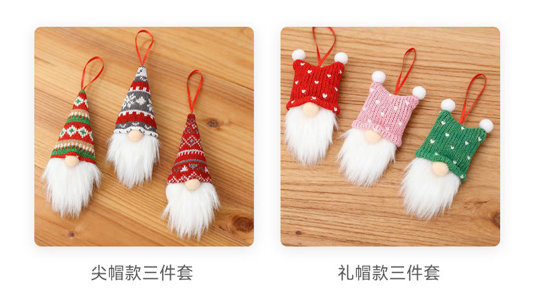 3-Piece Mingguan Christmas Nordic Style Knitted Gnome Pendant Set Christmas Decorations Gnome Figurine Ornaments
