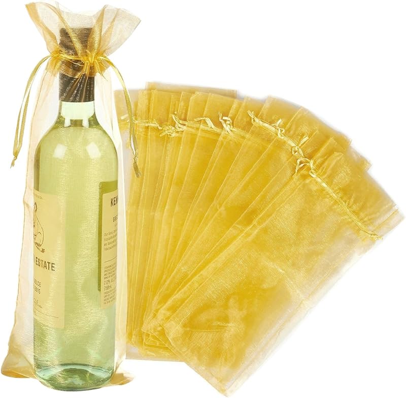 Cakulo 20pcs  Organza Wine Bags 5.5x14.5in Drawstring for Wedding Baby Shower