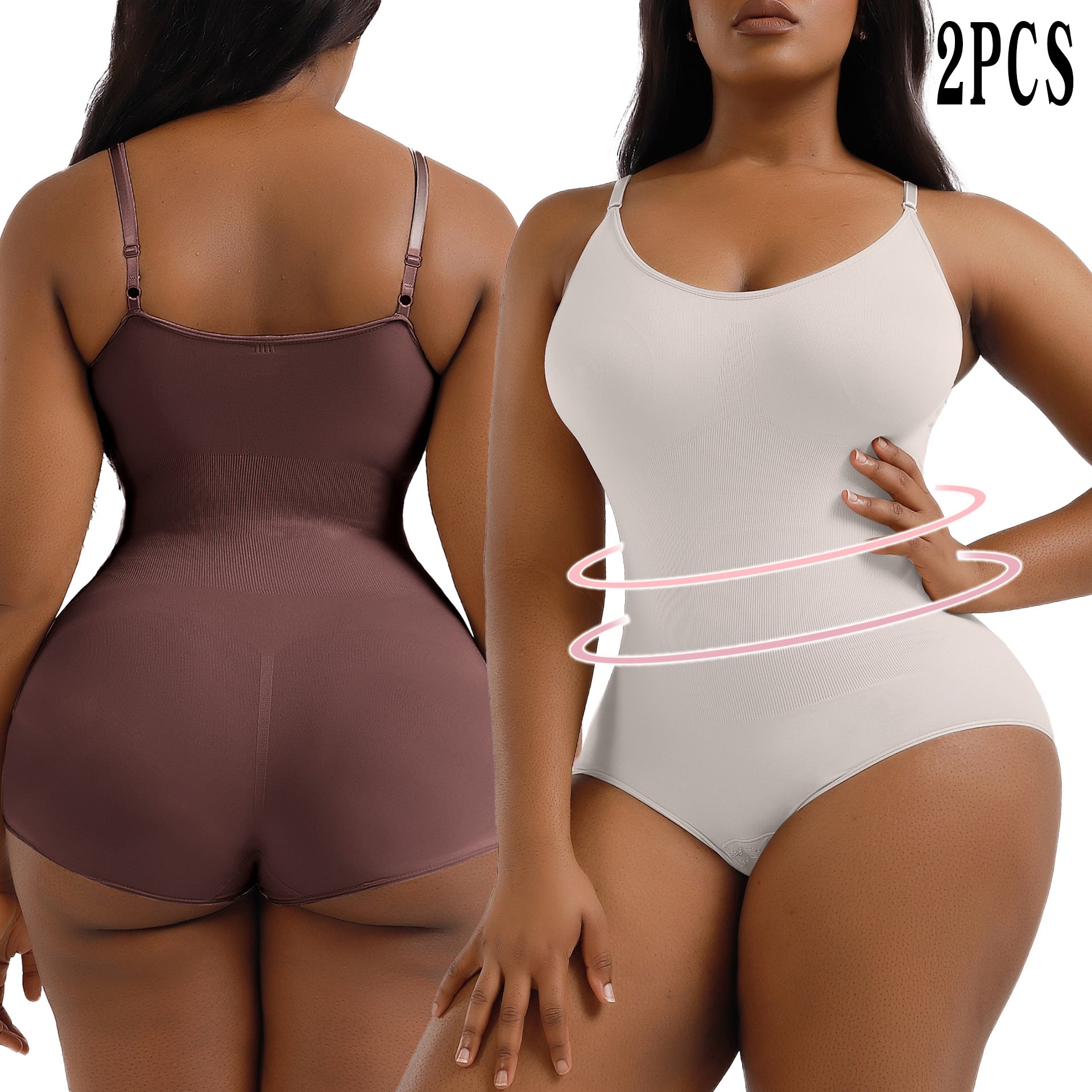 Cakulo Plus Size Postpartum Hip Lifting Seamless Full Body Belly Contraction One Piece Shapewear