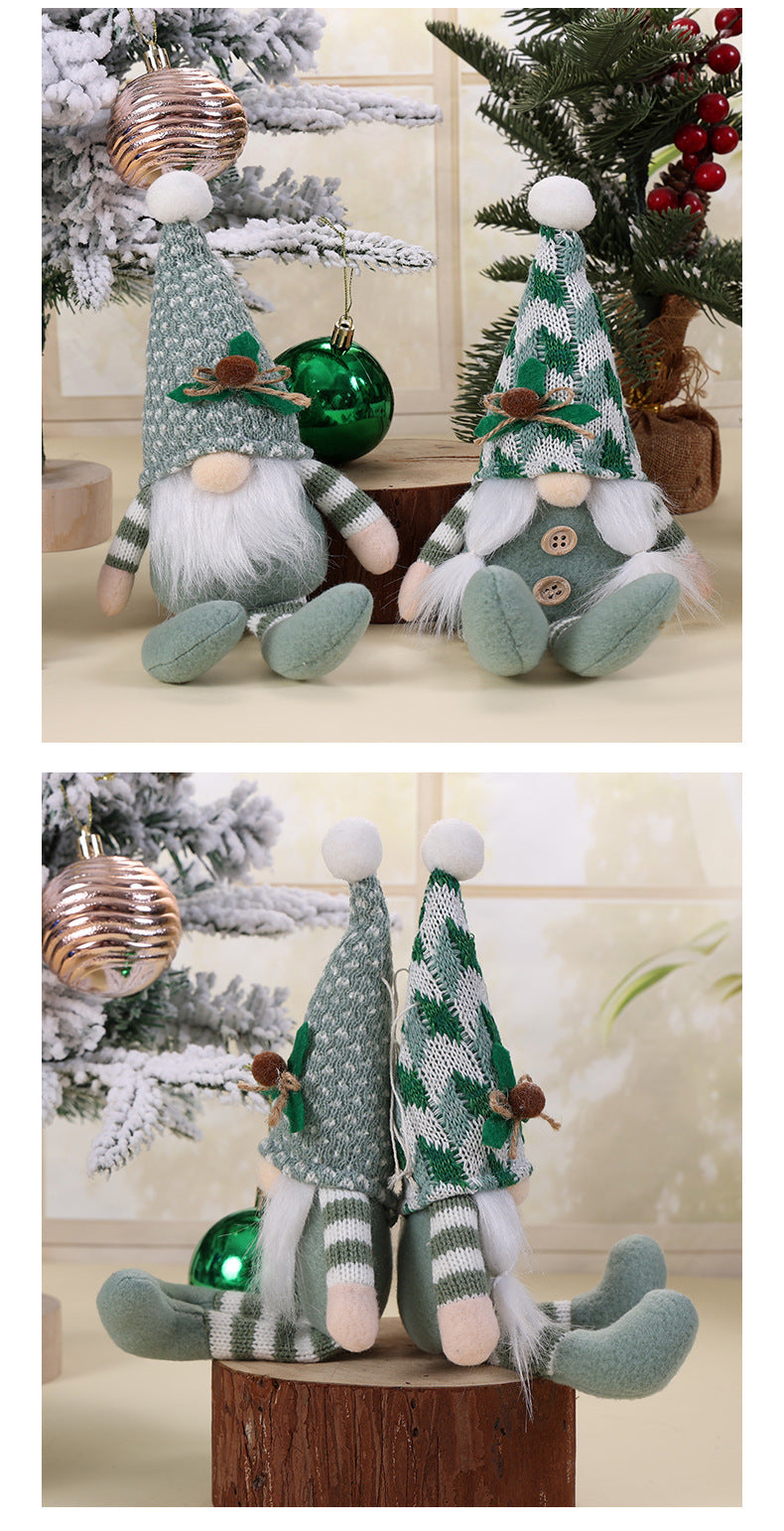 Christmas Decoration Supplies Pendant Striped Knitted Hat Rudolph Hanging Leg Doll Gnome Party Ornament