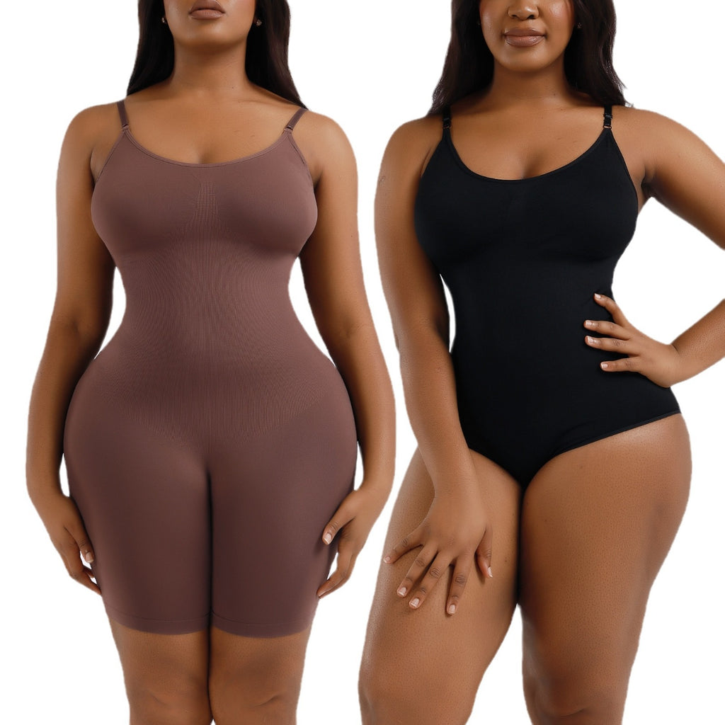 Cakulo Plus Size Postpartum Hip Lifting Seamless Full Body Belly Contraction One Piece Shapewear