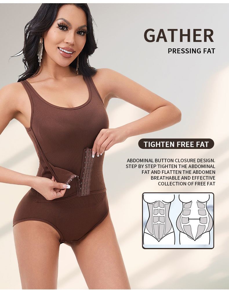 Cakulo Women's One-Piece Shapewear Double-Layer Abdomen Control