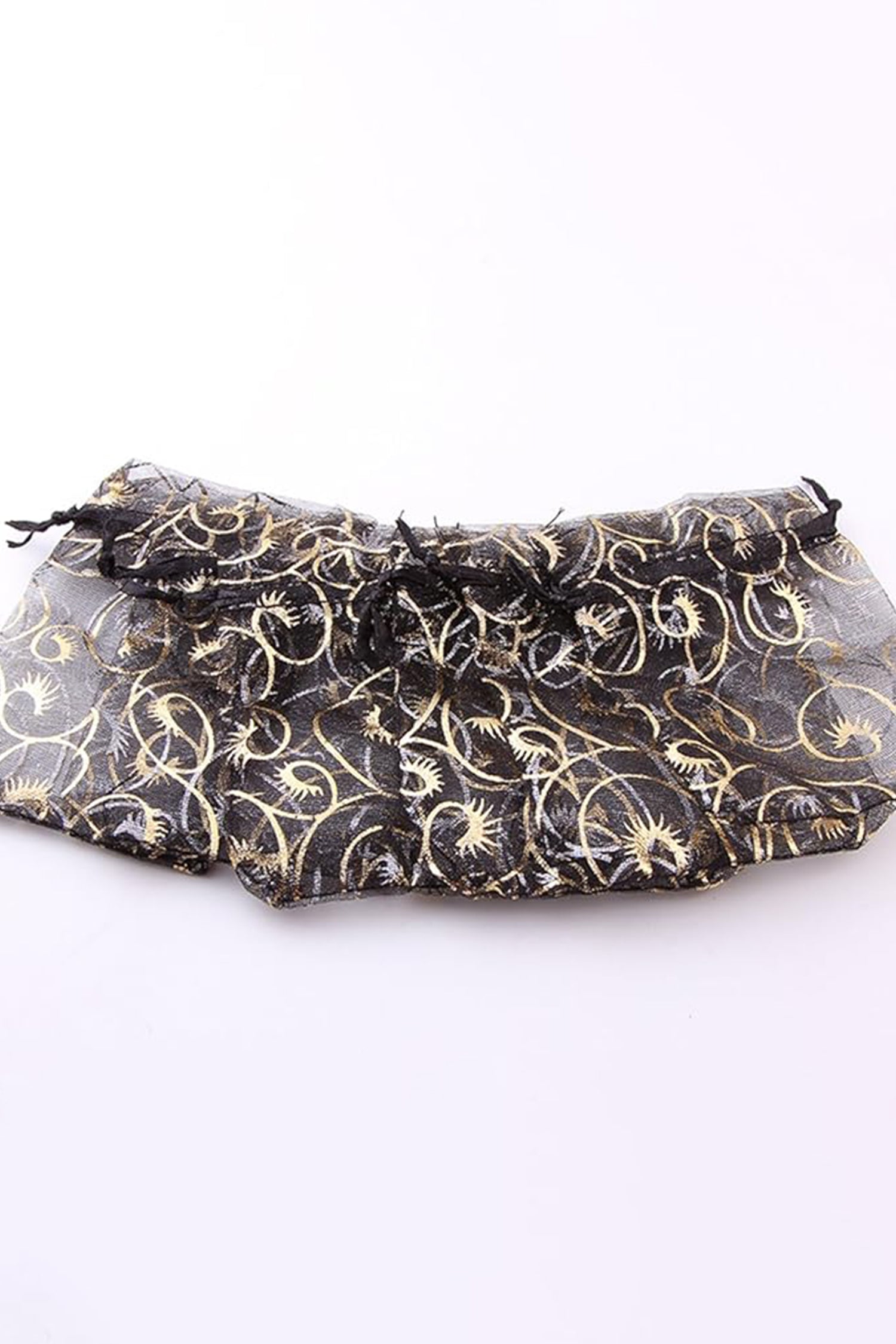 Cakulo 100pcs 4x6'' Black Organza Bags Eyelash Drawstring for Jewelry Candy Wedding