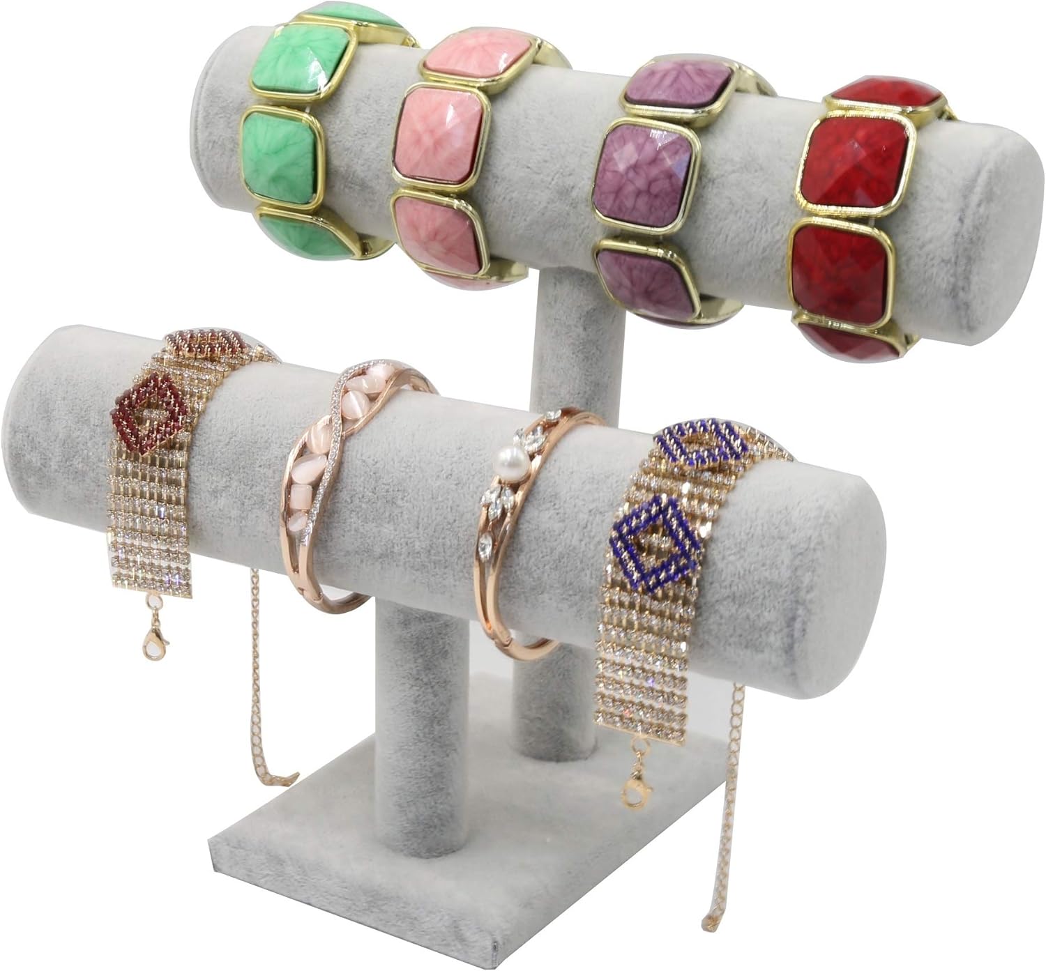Cakulo Tier Bracelet Holder Velvet Stand for Bracelets Watches Necklaces Display Organizer