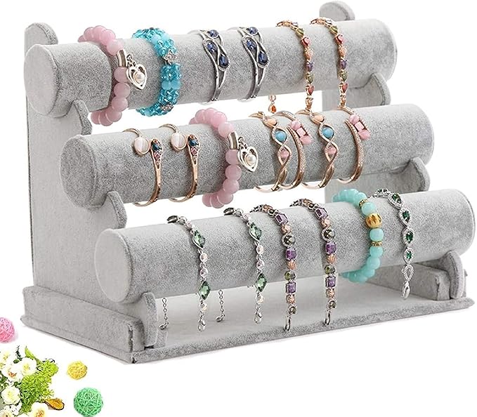 Cakulo Tier Bracelet Holder Velvet Stand for Bracelets Watches Necklaces Display Organizer