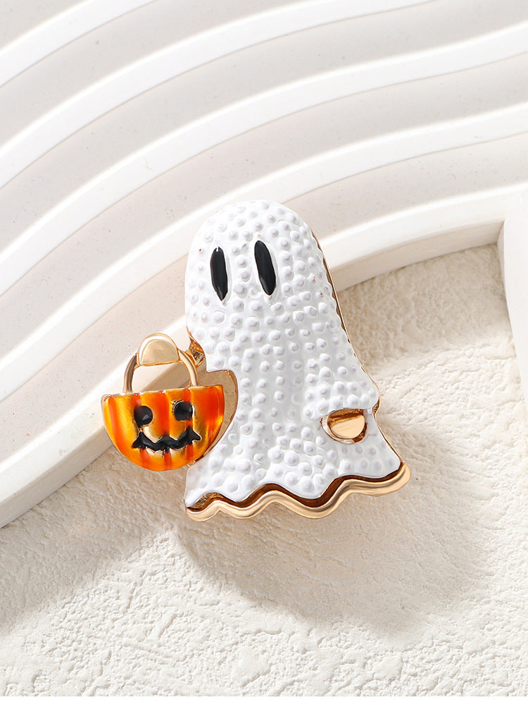 3pieces Fashion Halloween New Brooch White Ghost Horror Pumpkin Head Pin Brooch Fun Holiday Accessory
