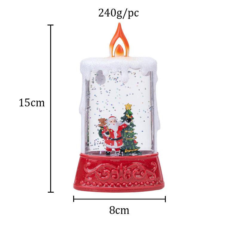 Christmas Glowing Water-Filled Candle Small Lantern Decoration Gift Elderly Water Feature Lamp Desktop Ornament Christmas Tree Arrangement