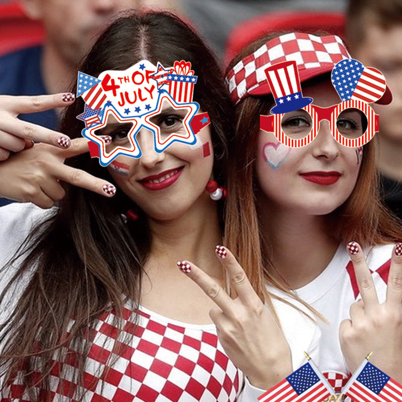 Hot New Product American Independence Day Decorative Glasses American National Day Holiday Photo Props Paper Glasses