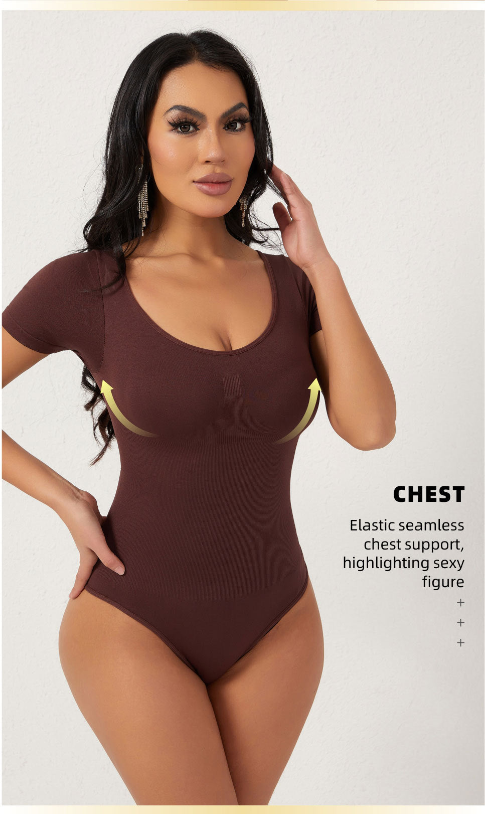 Cakulo Butt-Lifting Waist-Cinching Seamless Short-Sleeve Thong Shapewear Bodysuit