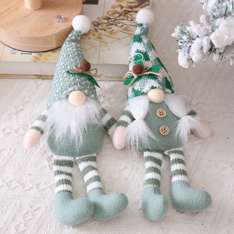 Christmas Decoration Supplies Pendant Striped Knitted Hat Rudolph Hanging Leg Doll Gnome Party Ornament