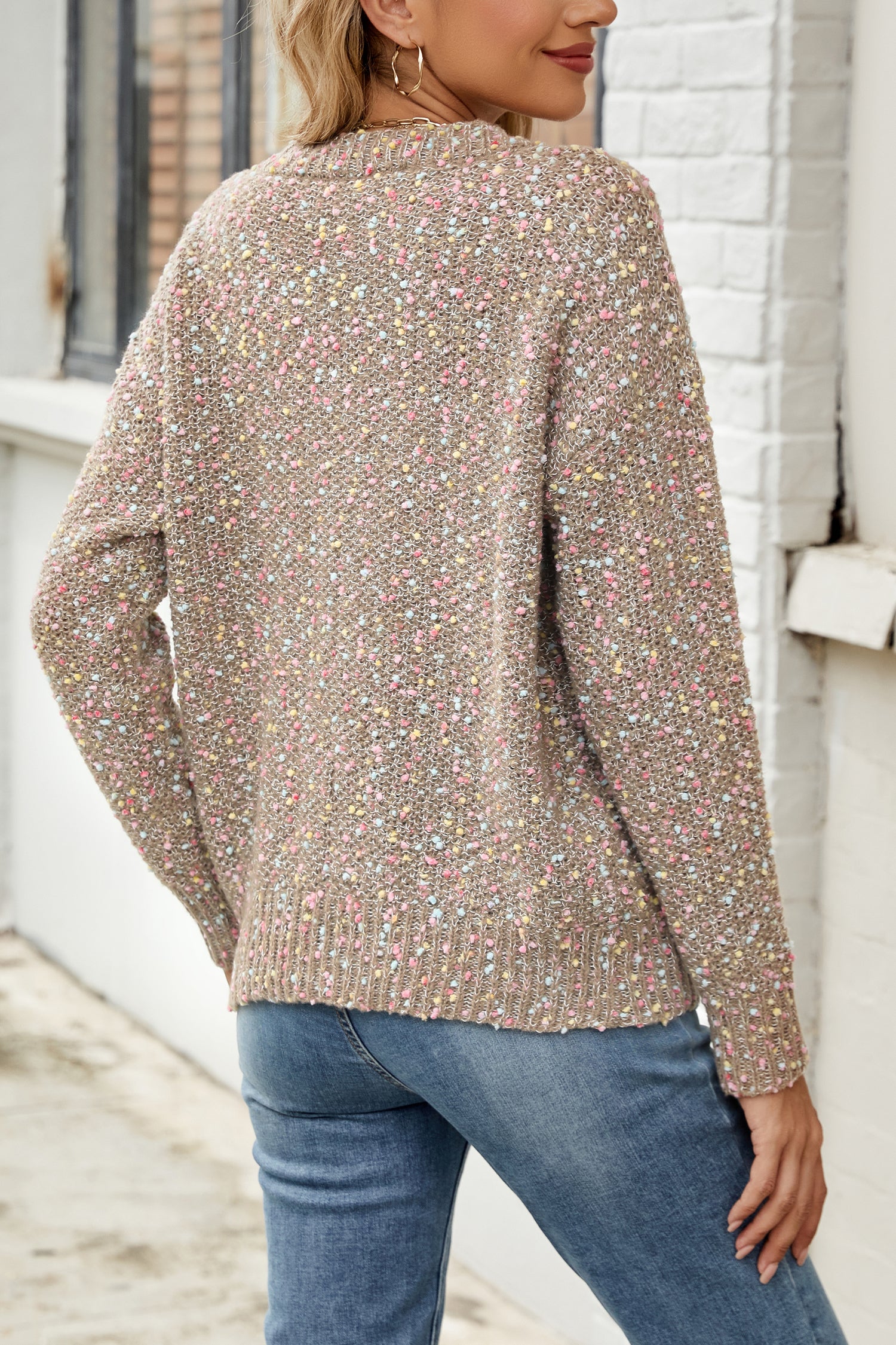 Cakulo Women's V-Neck Chunky Knit Pullover Sweater