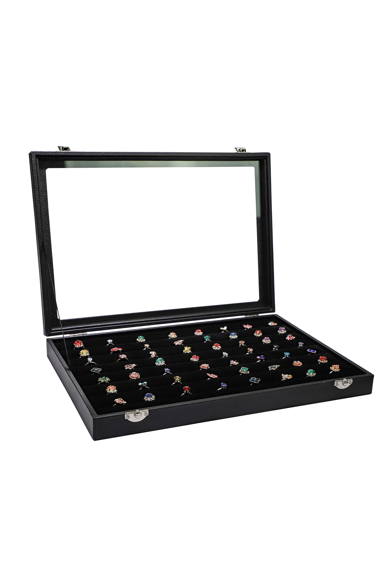 Cakulo Display Box Black Jewelry Storage Box with Clear Lid Holds Multiple