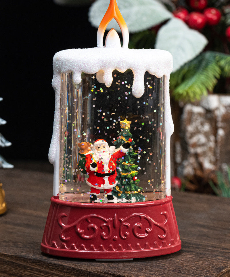 Christmas Glowing Water-Filled Candle Small Lantern Decoration Gift Elderly Water Feature Lamp Desktop Ornament Christmas Tree Arrangement