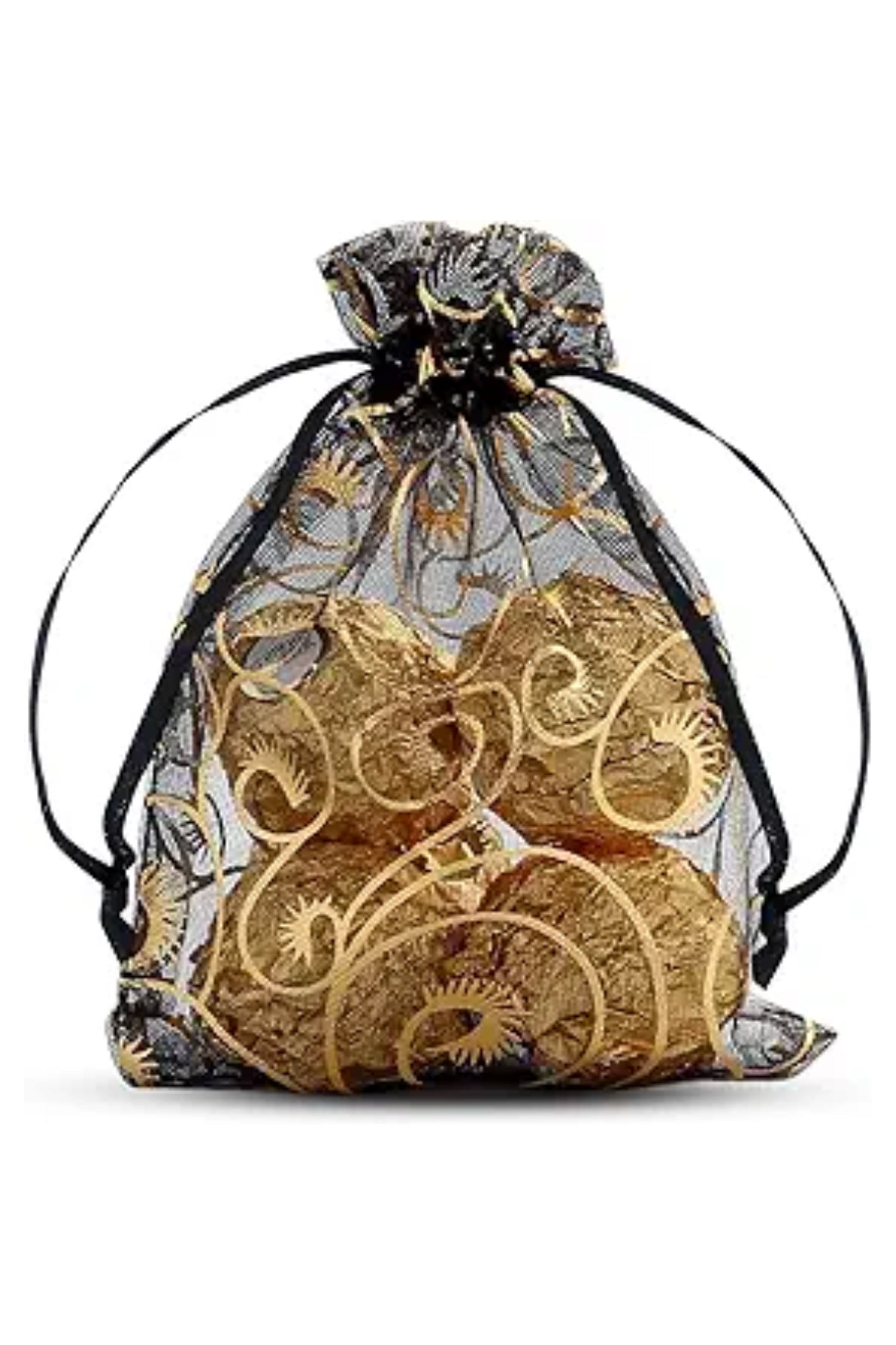 Cakulo 100pcs 4x6'' Black Organza Bags Eyelash Drawstring for Jewelry Candy Wedding