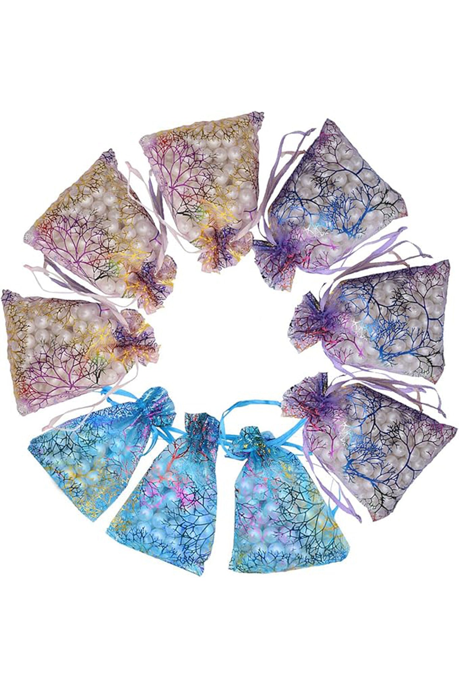 Cakulo 4x6 Organza Bags Mixed Coralline JewelryCandy Mesh Drawstring for Weddings