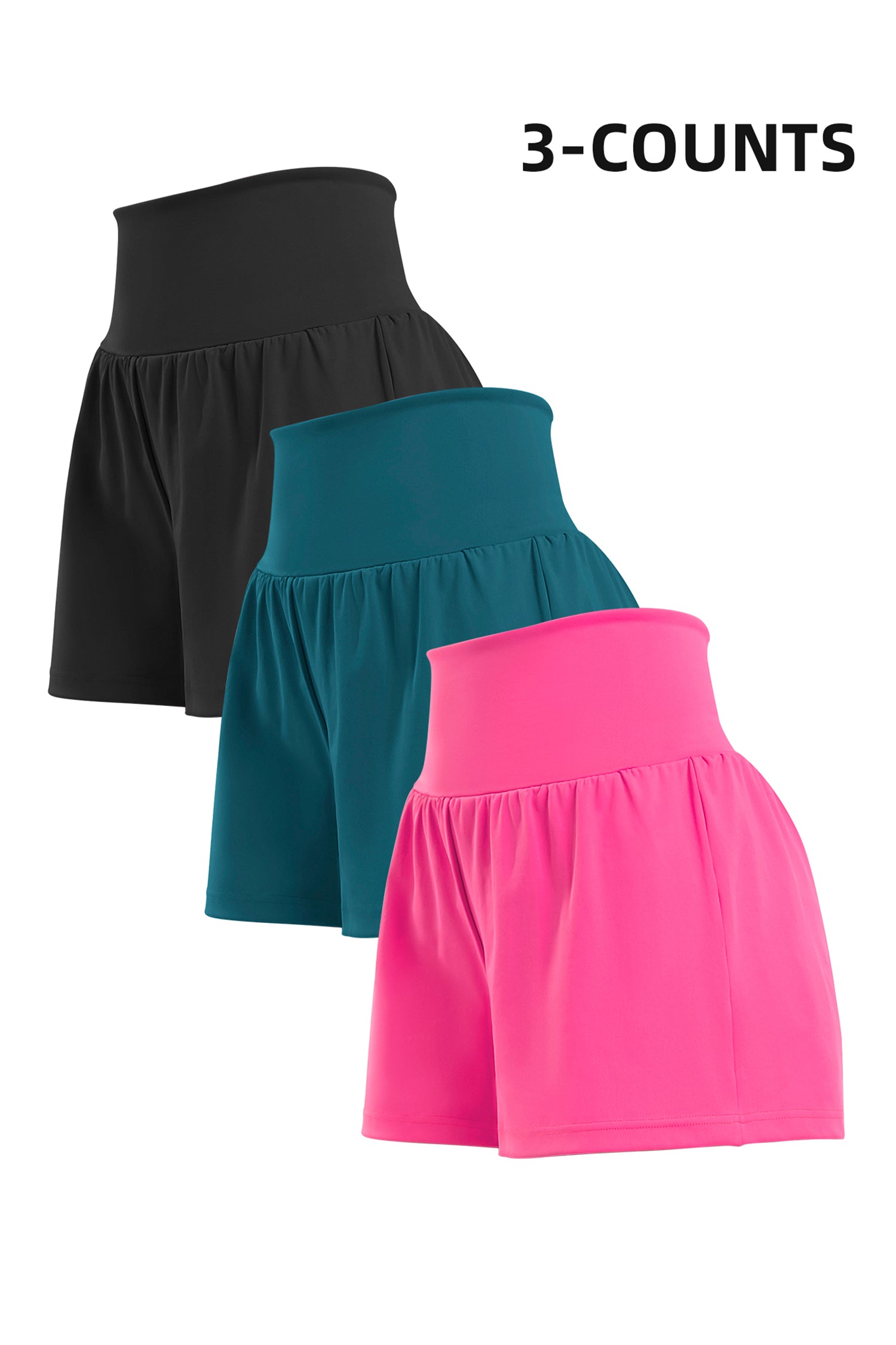 Cakulo High Waist Fake 3 Piece Yoga Women's Shorts With Invisible Pocket Breathable & Quick  Dry for Fitness
