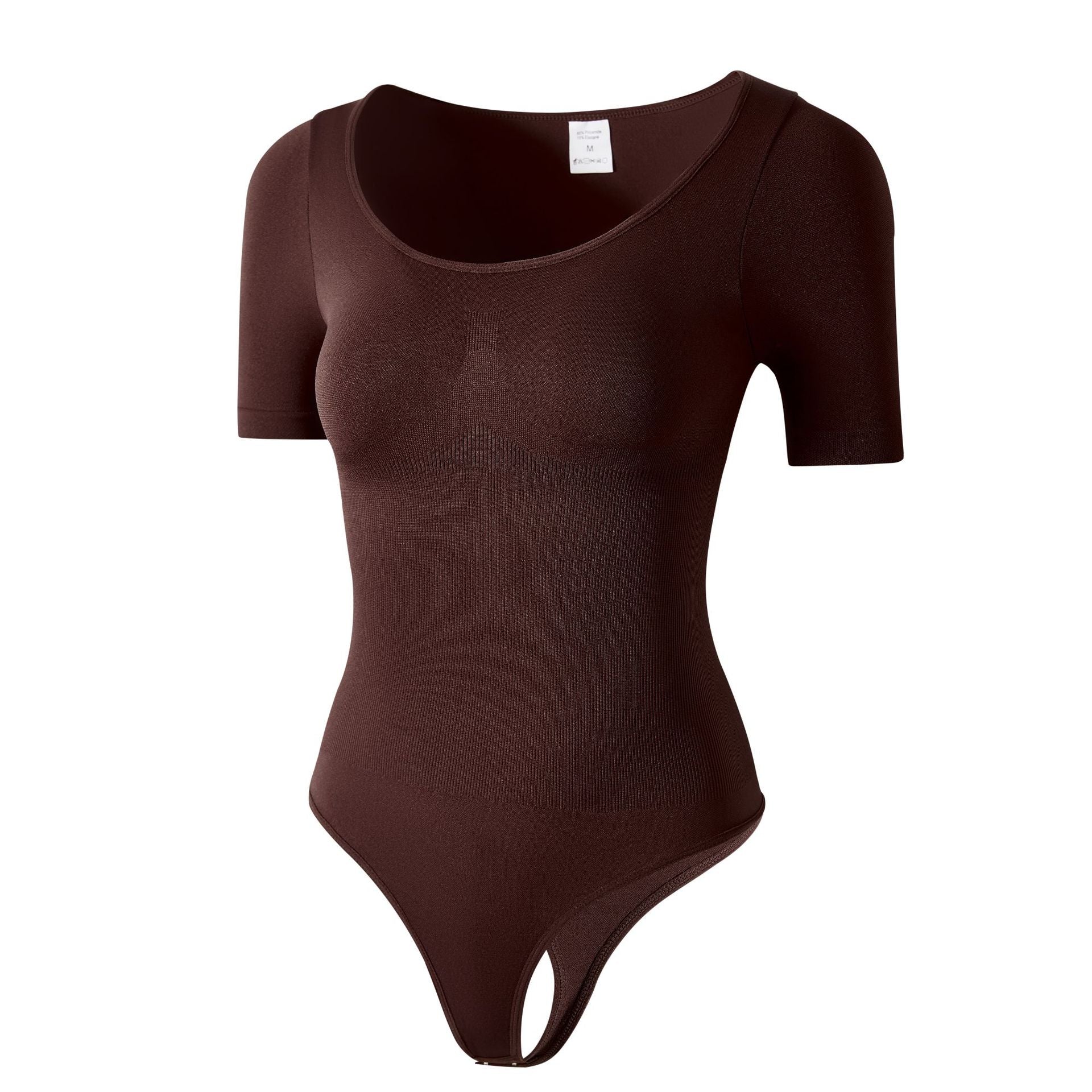Cakulo Butt-Lifting Waist-Cinching Seamless Short-Sleeve Thong Shapewear Bodysuit